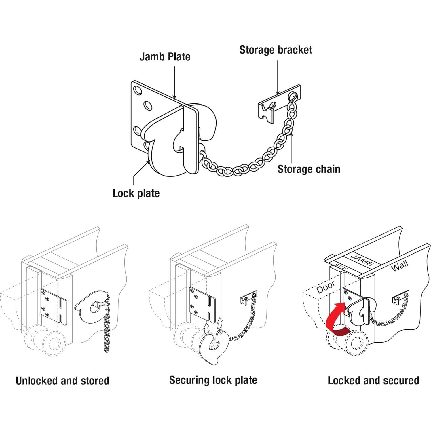 Cerradura de Seguridad Prime-Line U 9493 Acero Blanco 8.89 cm