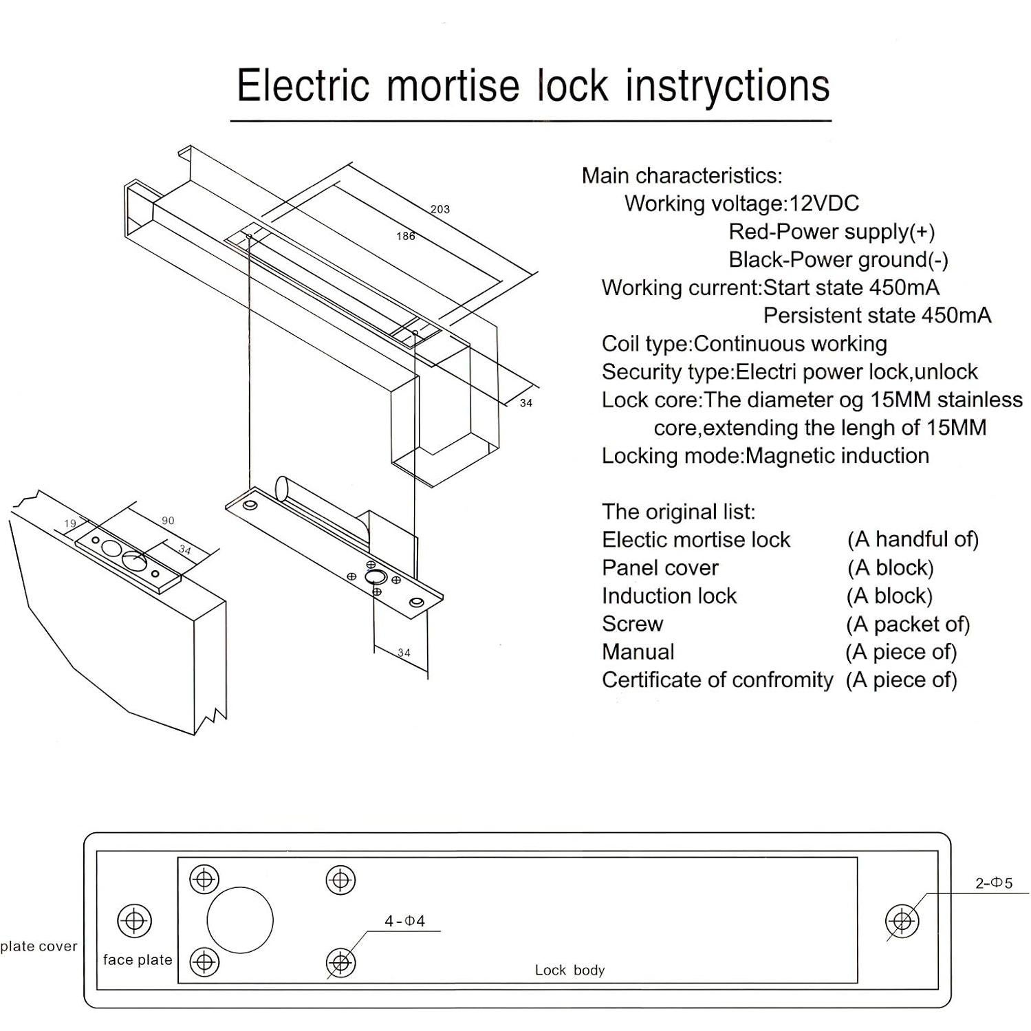 Cerradura Eléctrica ZOTER EDL-DB200 NC 12V Acero Inoxidable