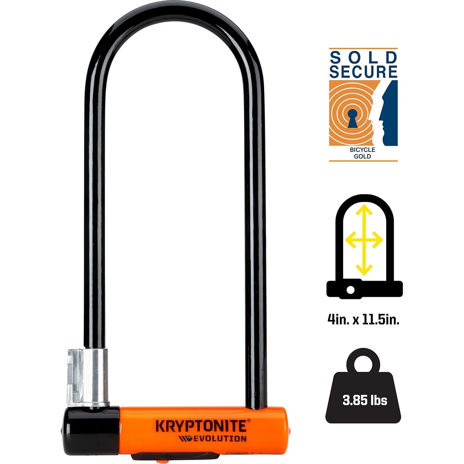 Candado U Kryptonite Evolución Largo Gancho 14mm Negro