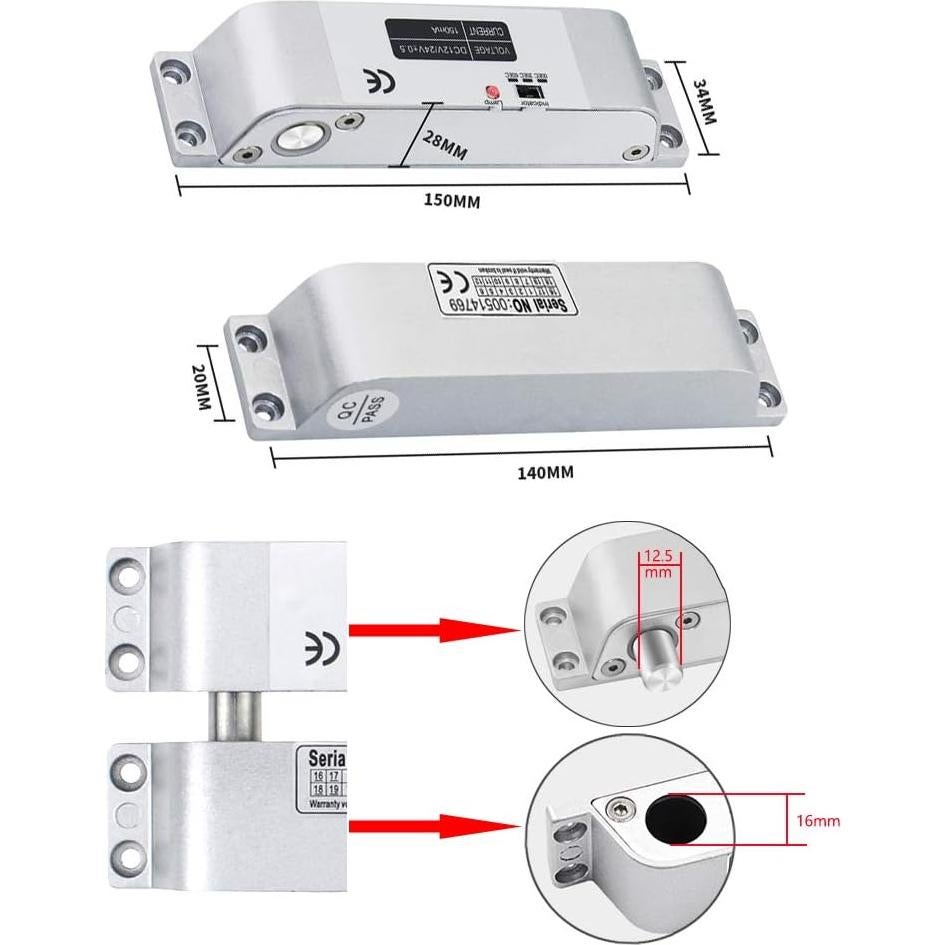 Cerradura Eléctrica AMOCAM 12V NC para Puertas de Madera y Metal