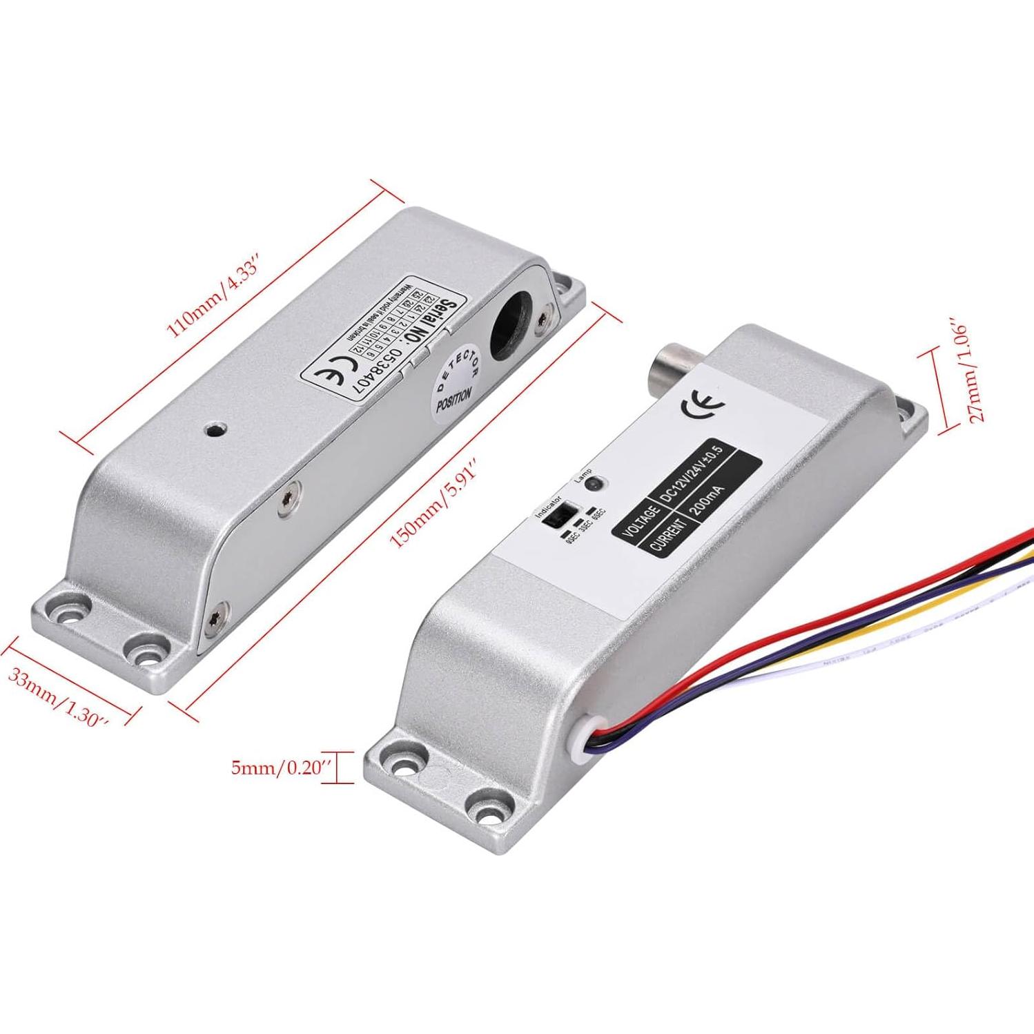 Cerradura Eléctrica de Perno YUHANUS 12V con Retardo