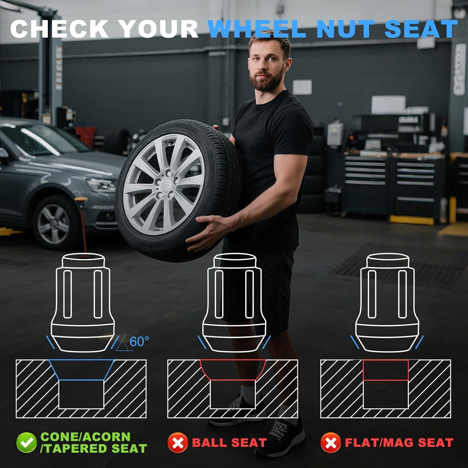 Bloqueos de Rueda Antirrobo MEILUNBS M12x1.5 Cromados - Kit 5 Piezas