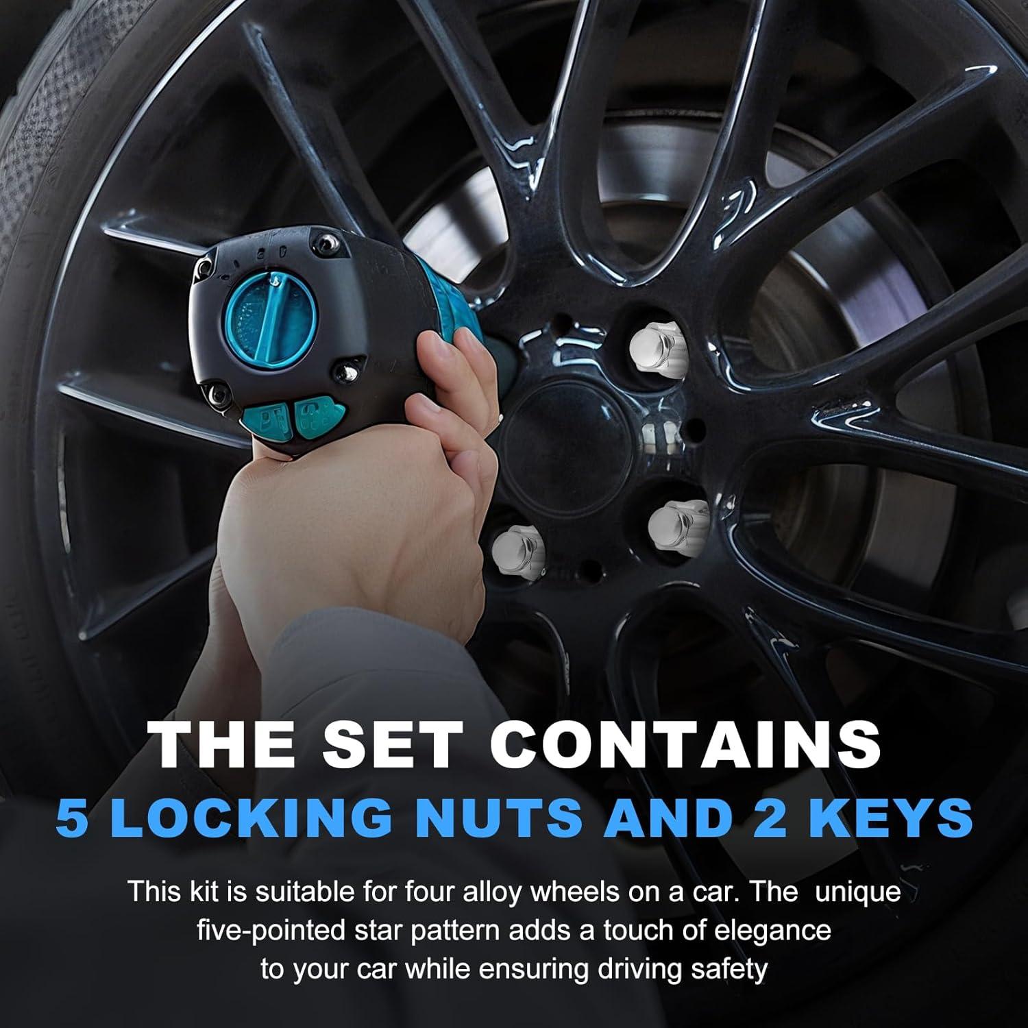 Bloqueos de Rueda Antirrobo MEILUNBS M12x1.5 Cromados - Kit 5 Piezas