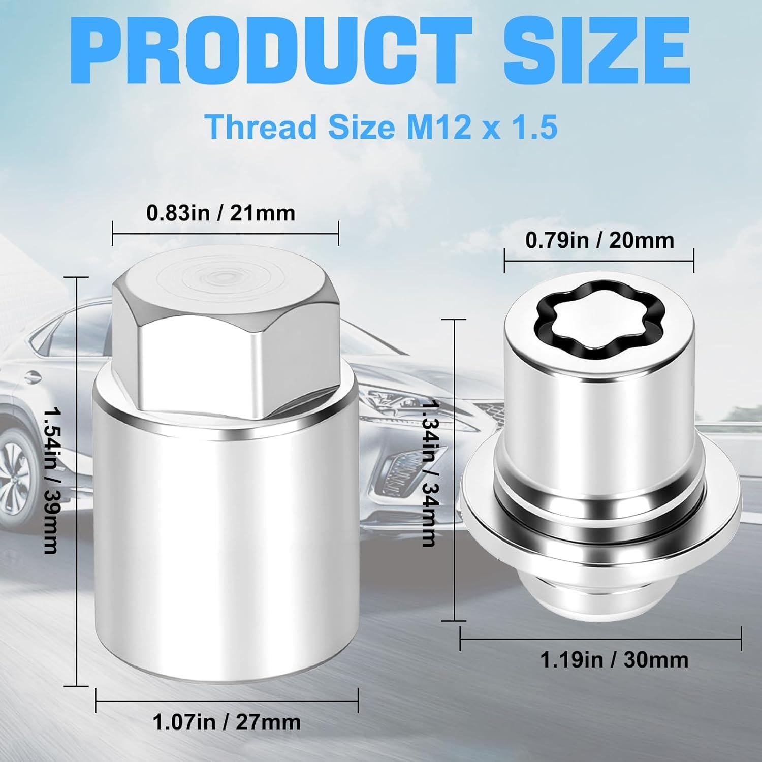 Juego de Tuercas de Bloqueo Antirrobo M12x1.5 Hombees para Toyota y Lexus