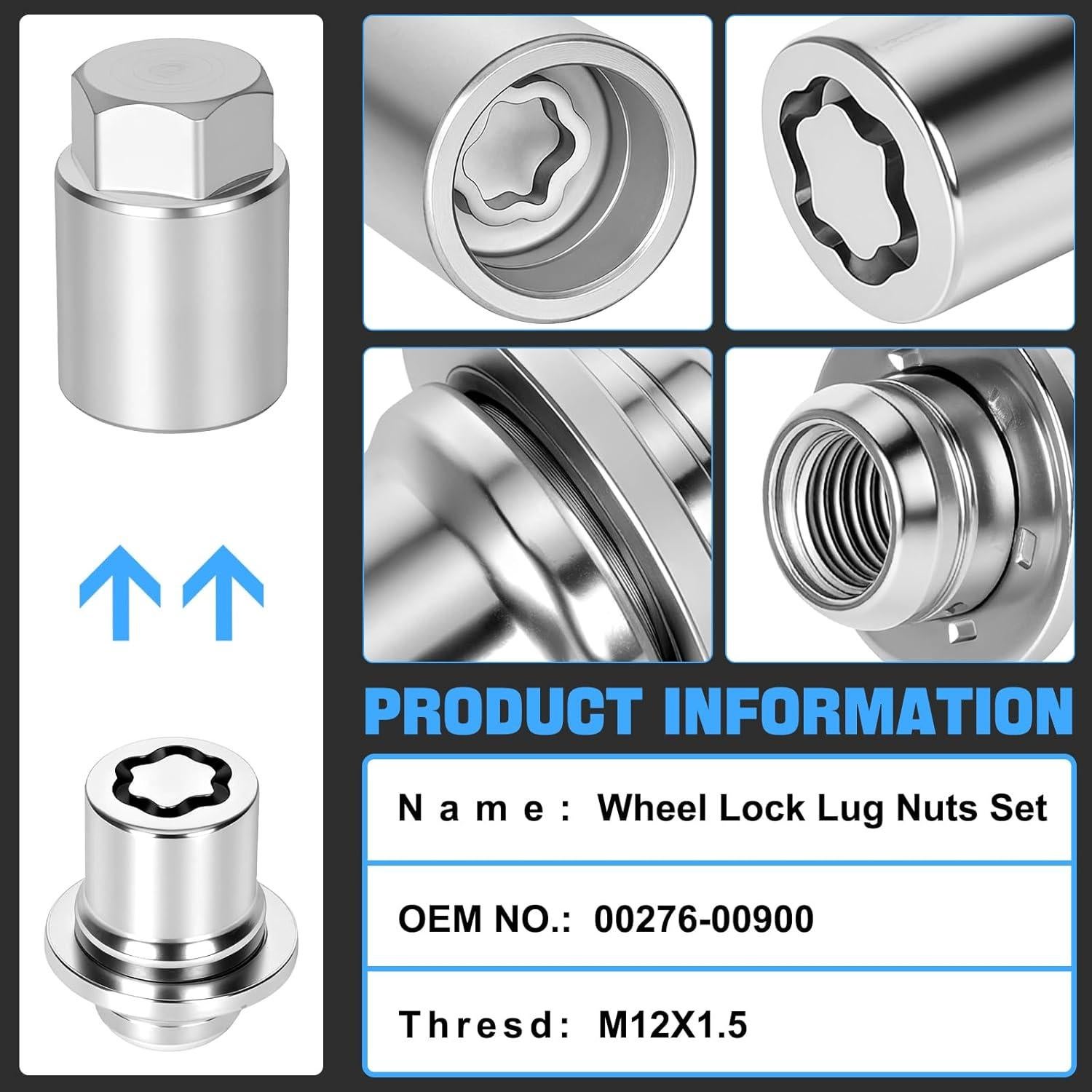 Juego de Tuercas de Bloqueo Antirrobo M12x1.5 Hombees para Toyota y Lexus