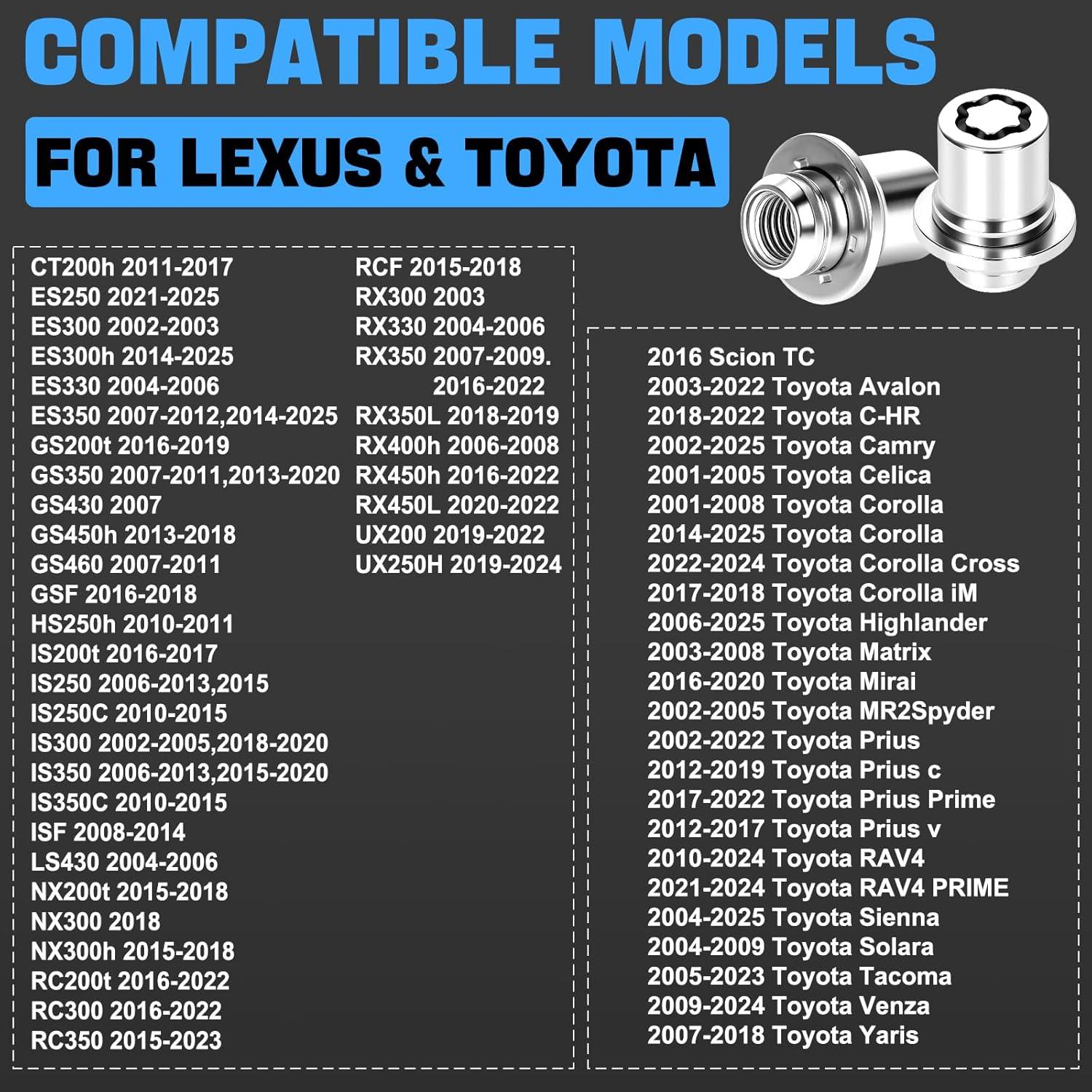 Juego de Tuercas de Bloqueo Antirrobo M12x1.5 Hombees para Toyota y Lexus