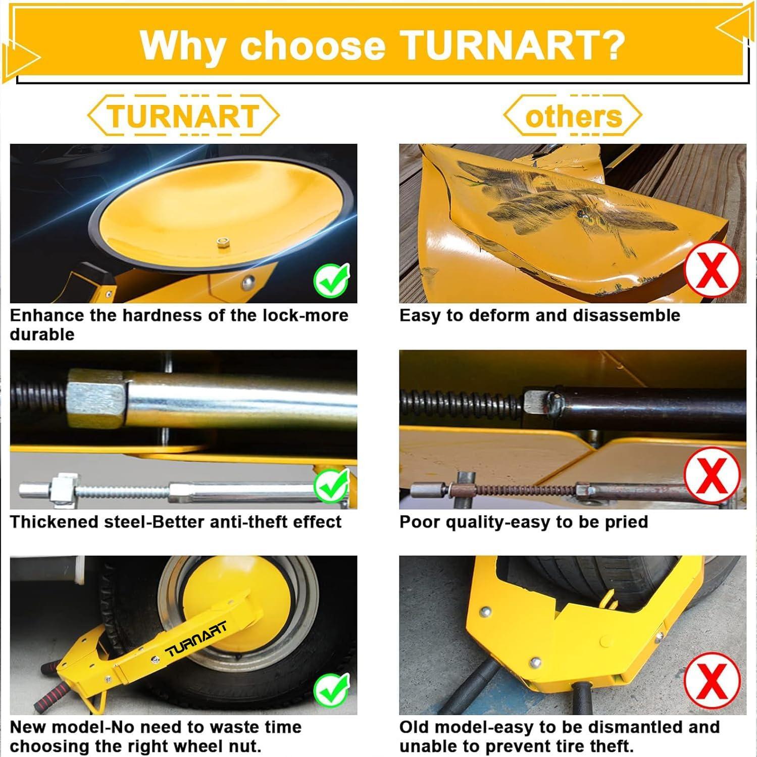 Candado de Rueda Antirrobo Turnart 819 Amarillo 5.9kg