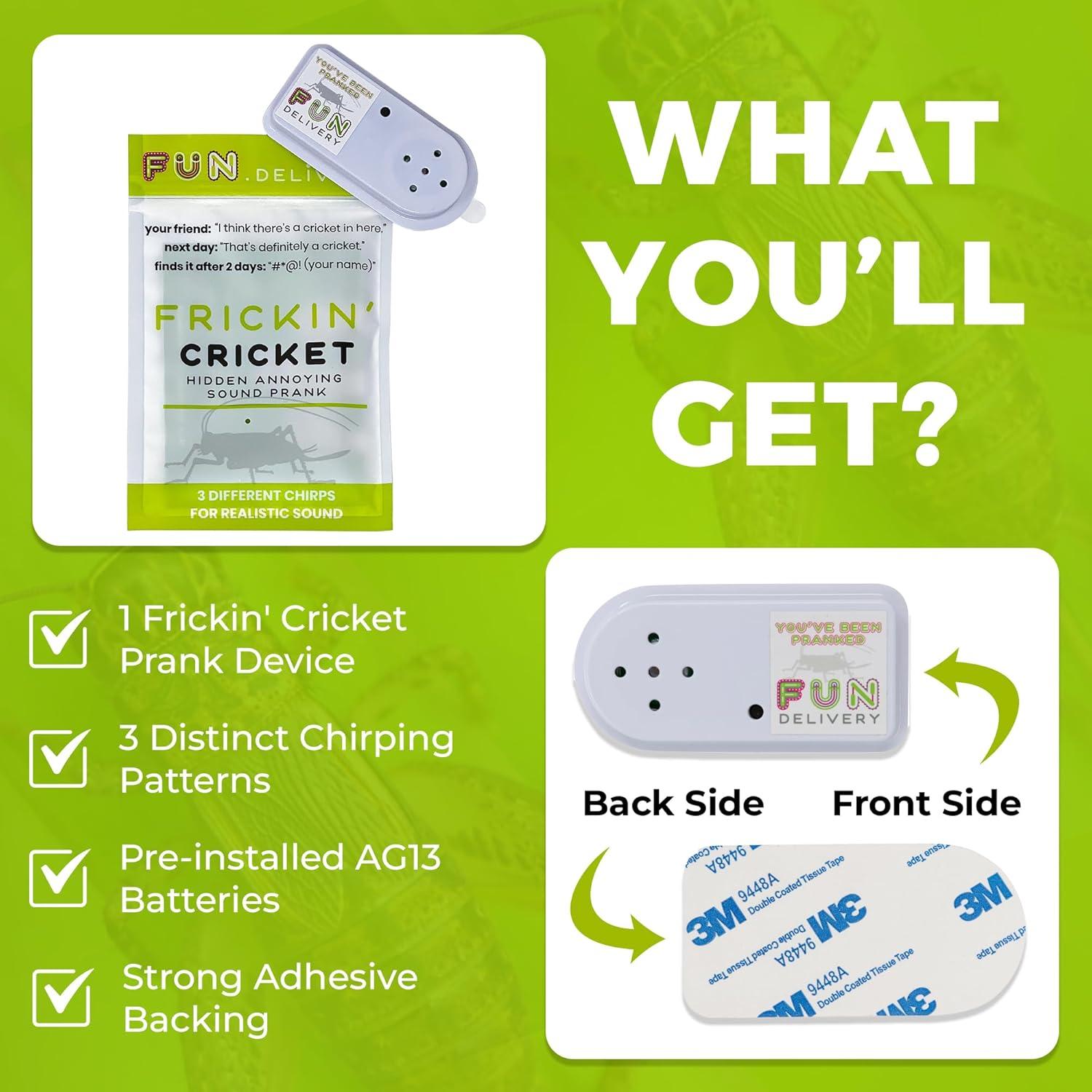 Dispositivo de broma Frickin' Cricket FUN delivery - Sonido oculto