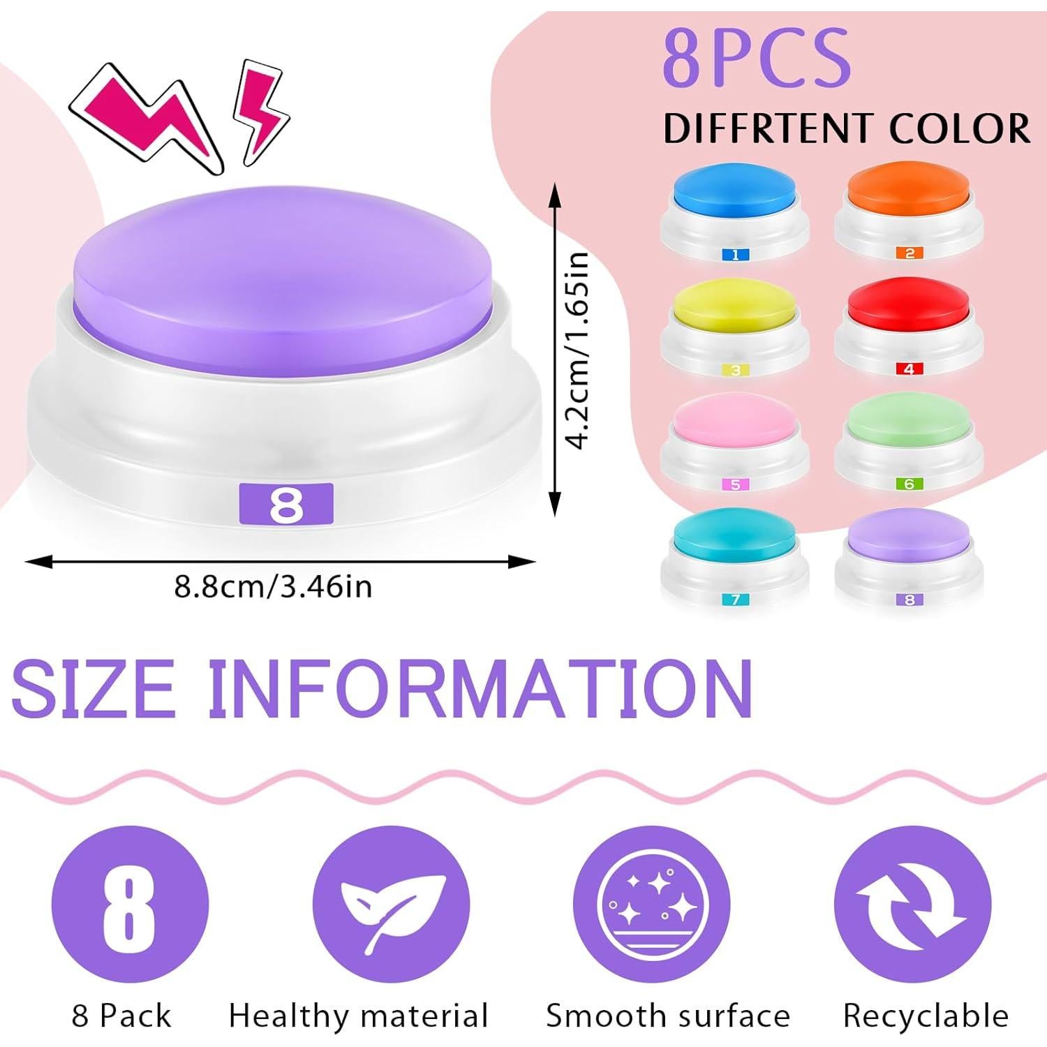 Botones de Grabación Xuhal 8 Pcs para Juegos y Enseñanza