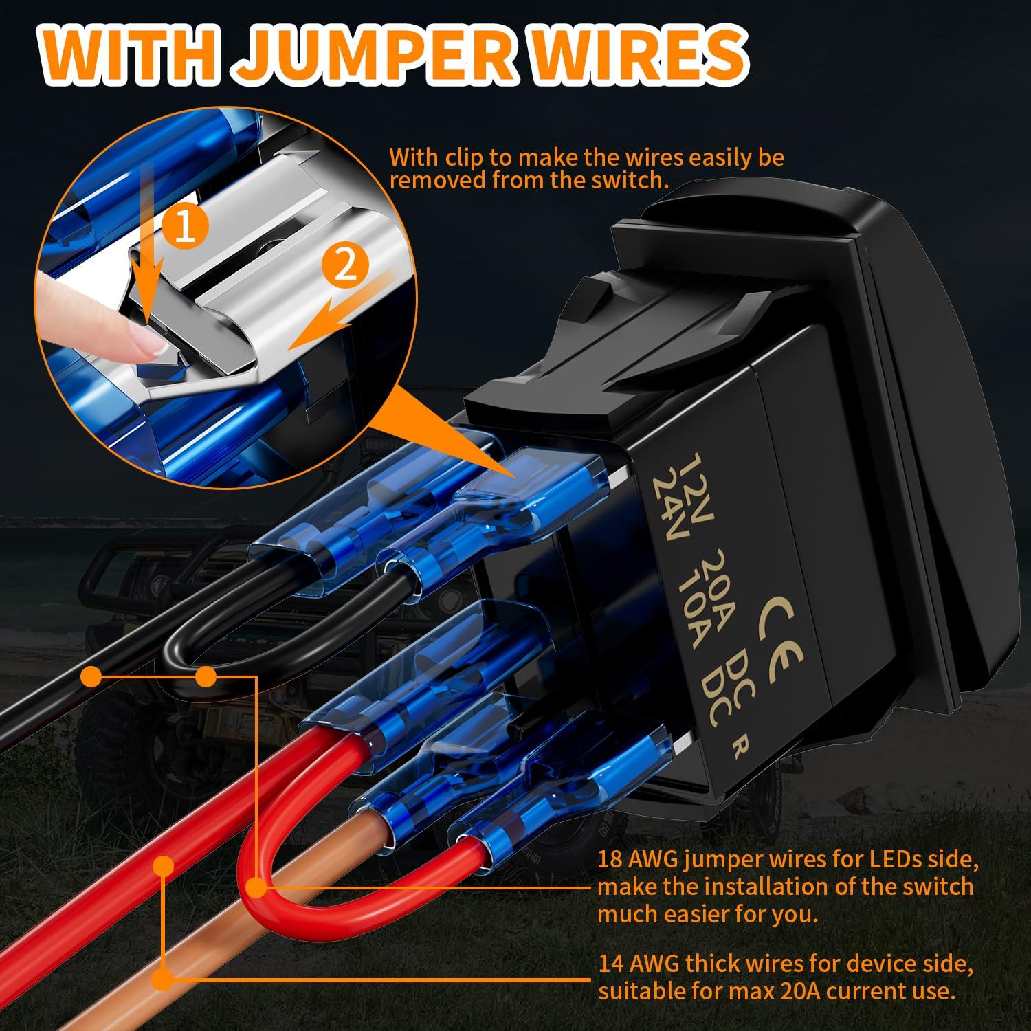 Interruptor Rocker Marino DaierTek 12V 20A LED Rojo Impermeable