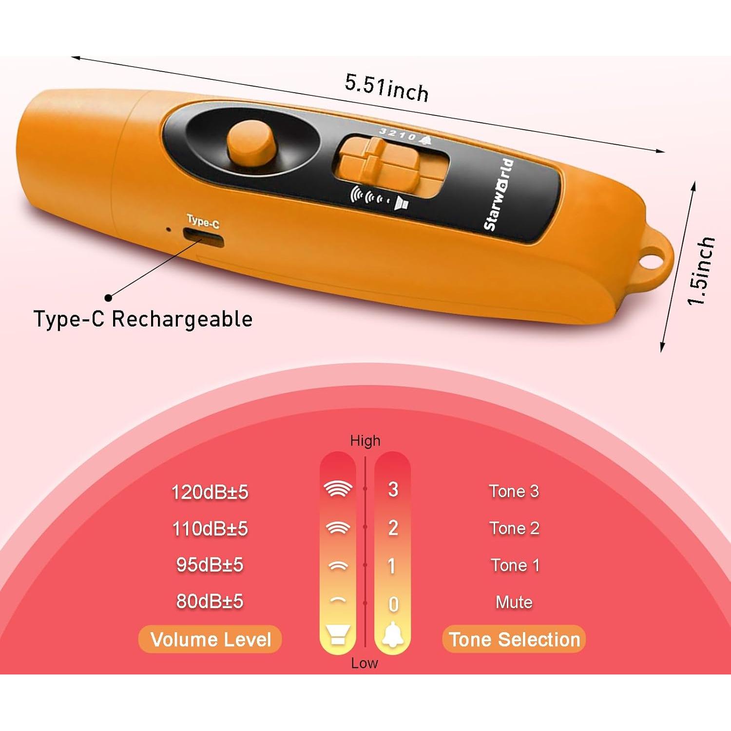 Bocina Recargable StarWorld RBH 120dB con Luz LED Naranja