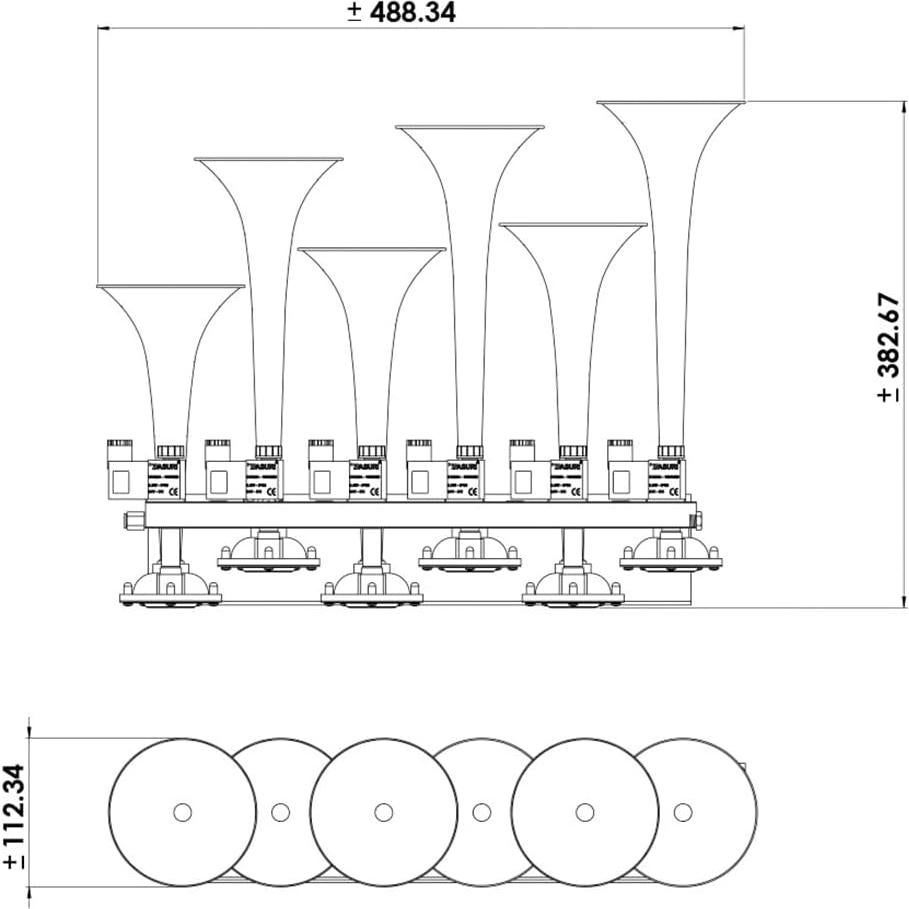 Claxon Musical BASURI Baby Shark 2.0 130 dB 12/24V 6 Tubos