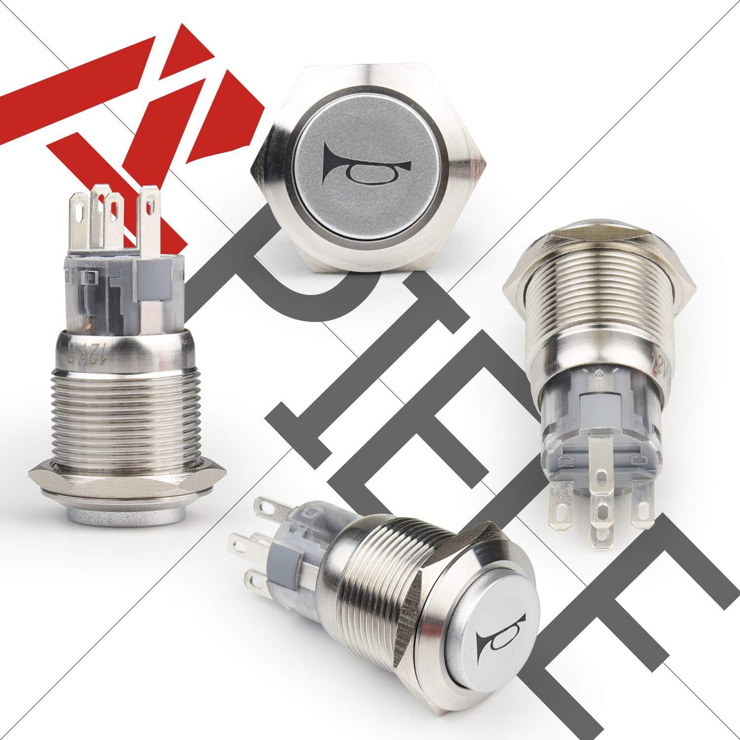 Interruptor Momentáneo APIELE 19mm 12V con Zumbador IP65