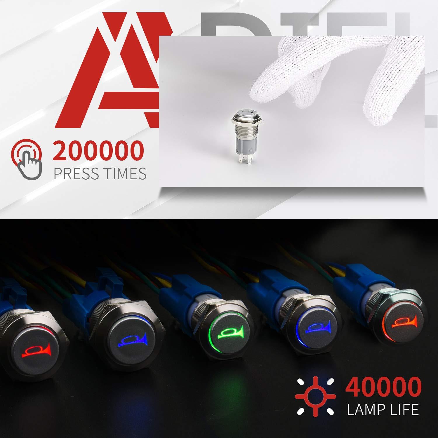 Interruptor Momentáneo APIELE 19mm 12V con Zumbador IP65