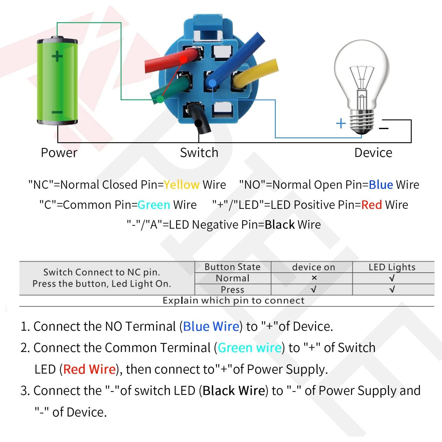 Interruptor Momentáneo APIELE 19mm 12V con Zumbador IP65