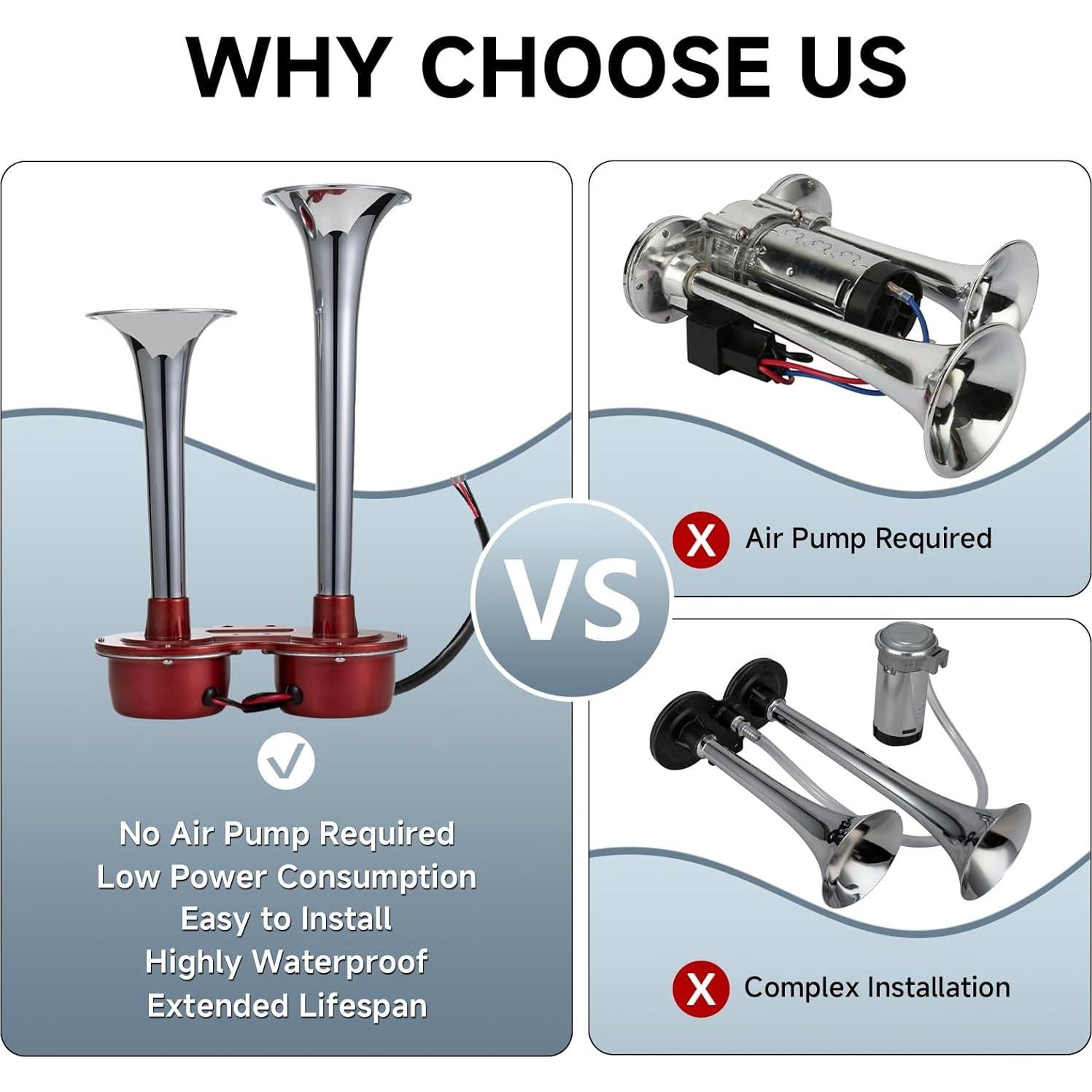 Bocina de Coche FARBIN 12V Doble Cromada 130dB