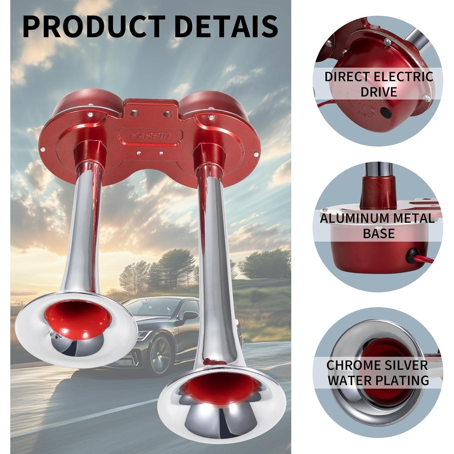 Bocina de Coche FARBIN 12V Doble Cromada 130dB