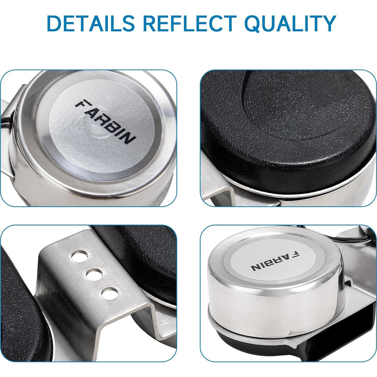 Bocinas Impermeables FARBIN de Acero Inoxidable 12V 130dB