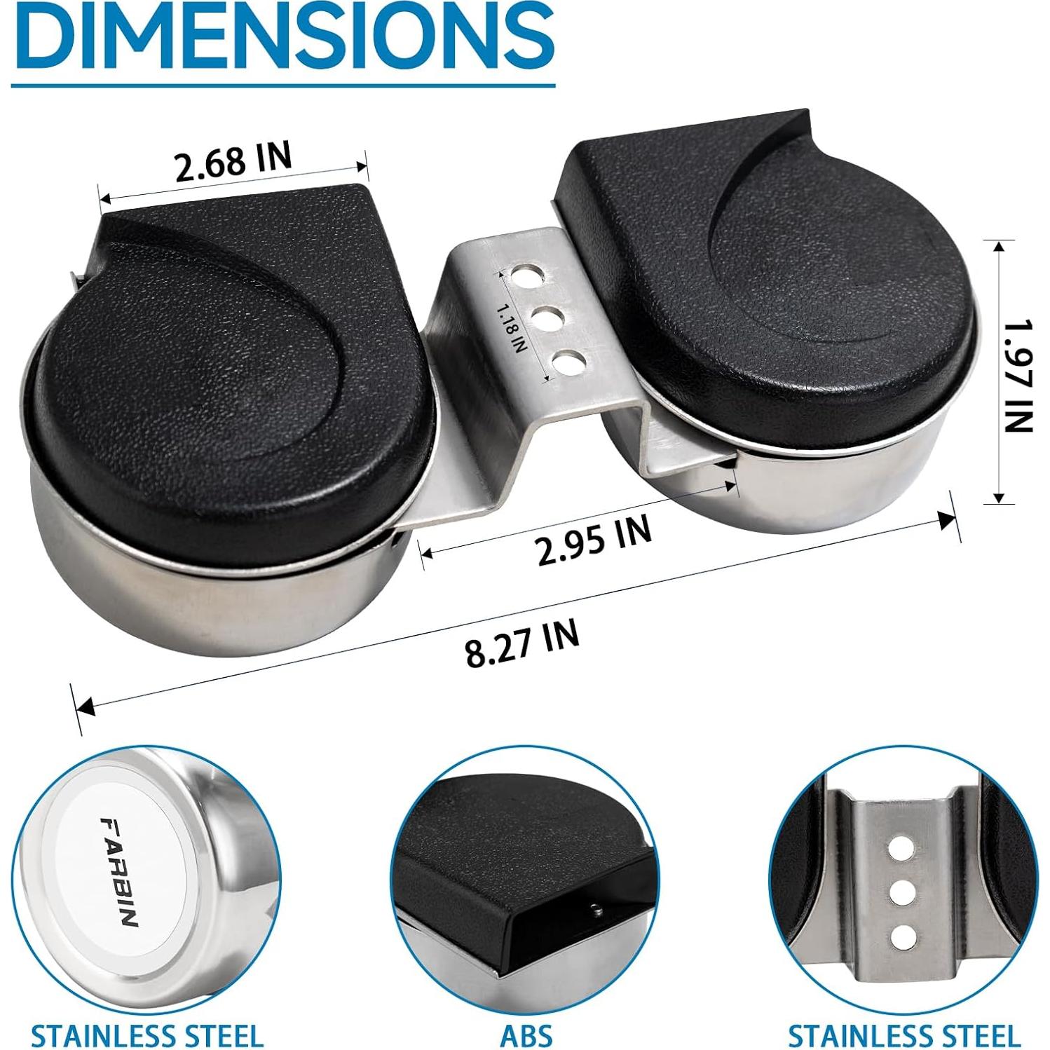 Bocinas Impermeables FARBIN de Acero Inoxidable 12V 130dB
