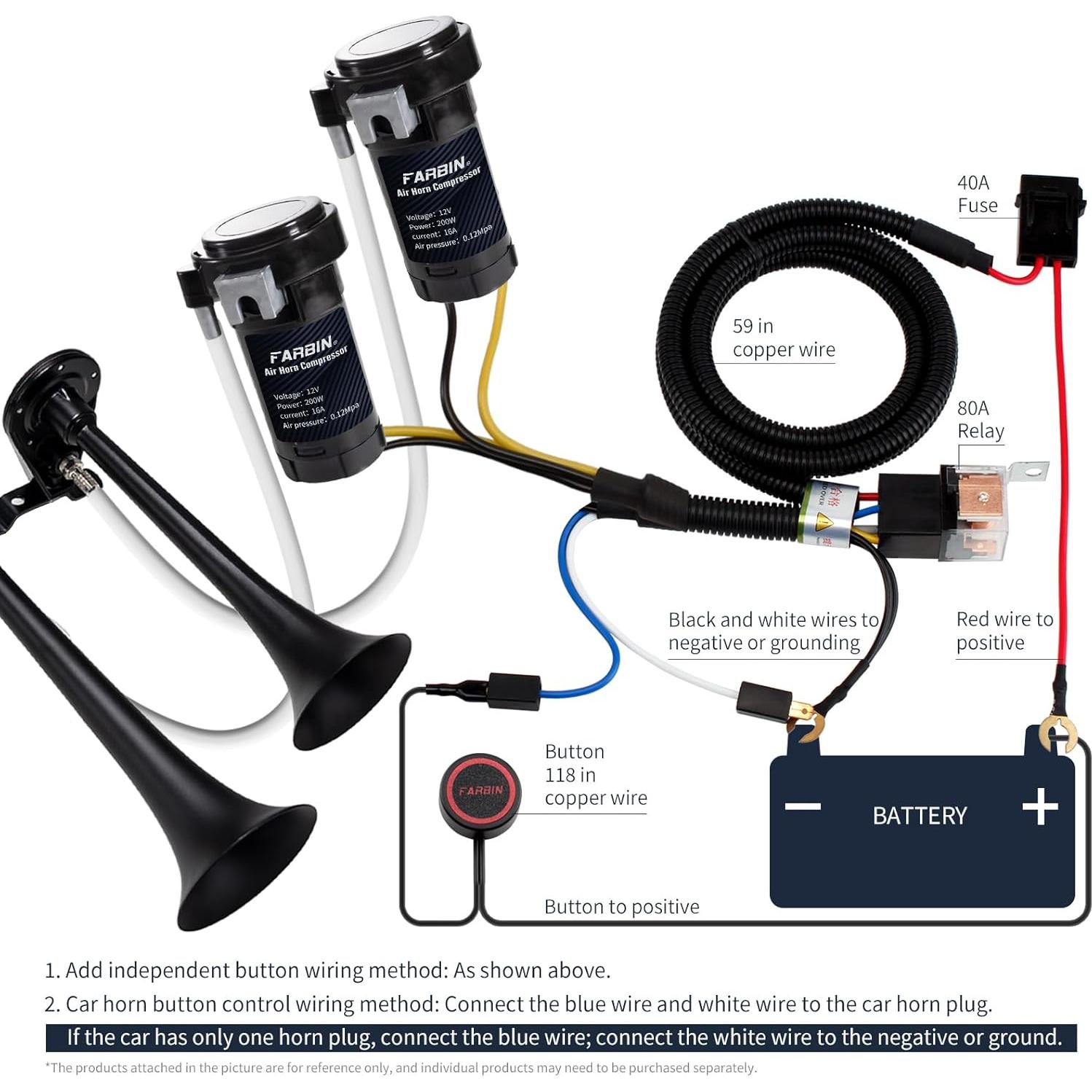 Claxon de Aire Doble FARBIN FB-J29 178dB para Vehículos 12V