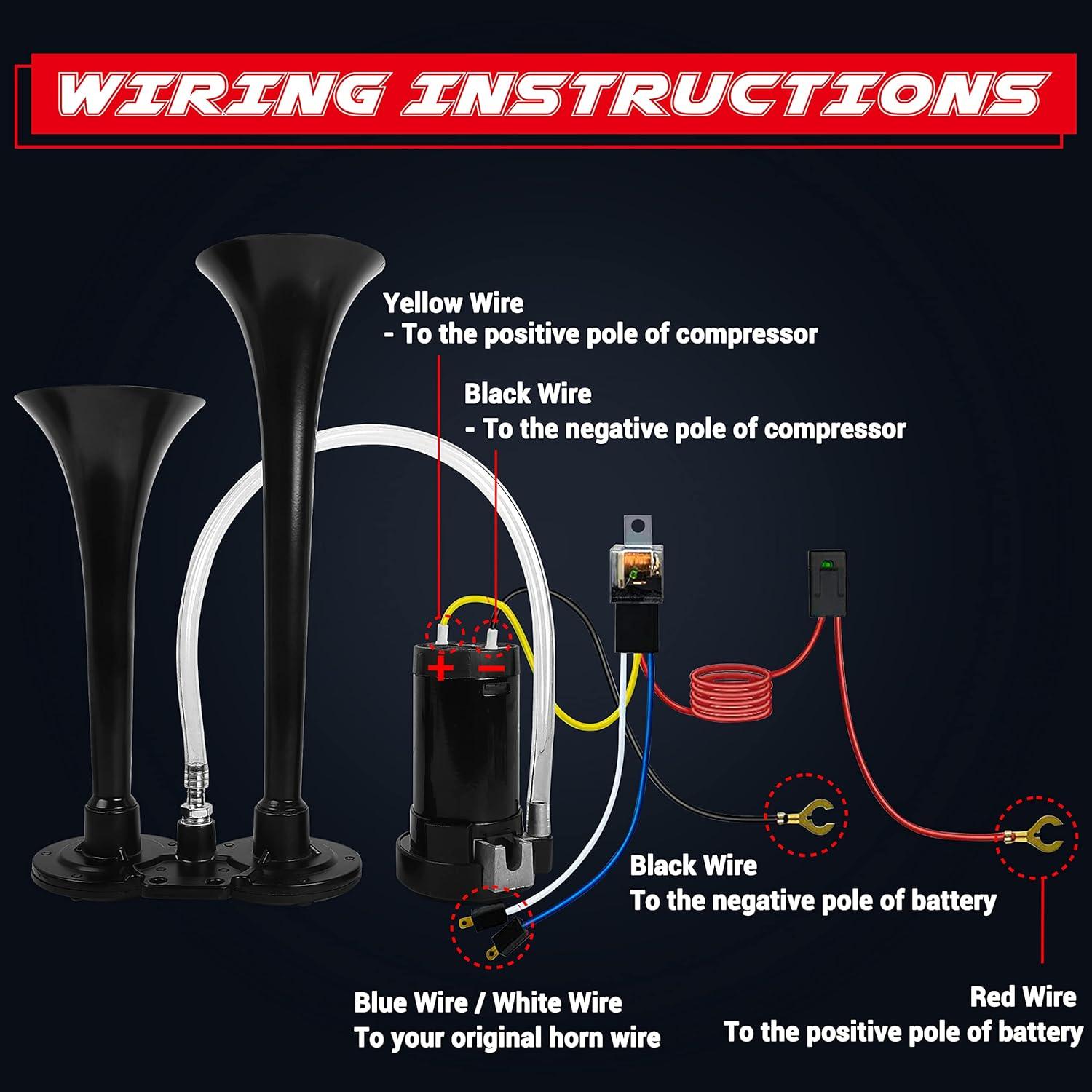 Bocina de Aire Doble CARFKA 12V 150DB con Compresor 120 PSI