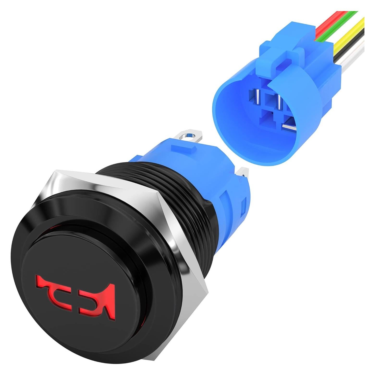 Interruptor de Claxon Marino DaierTek 12V 16mm con Luz LED Roja