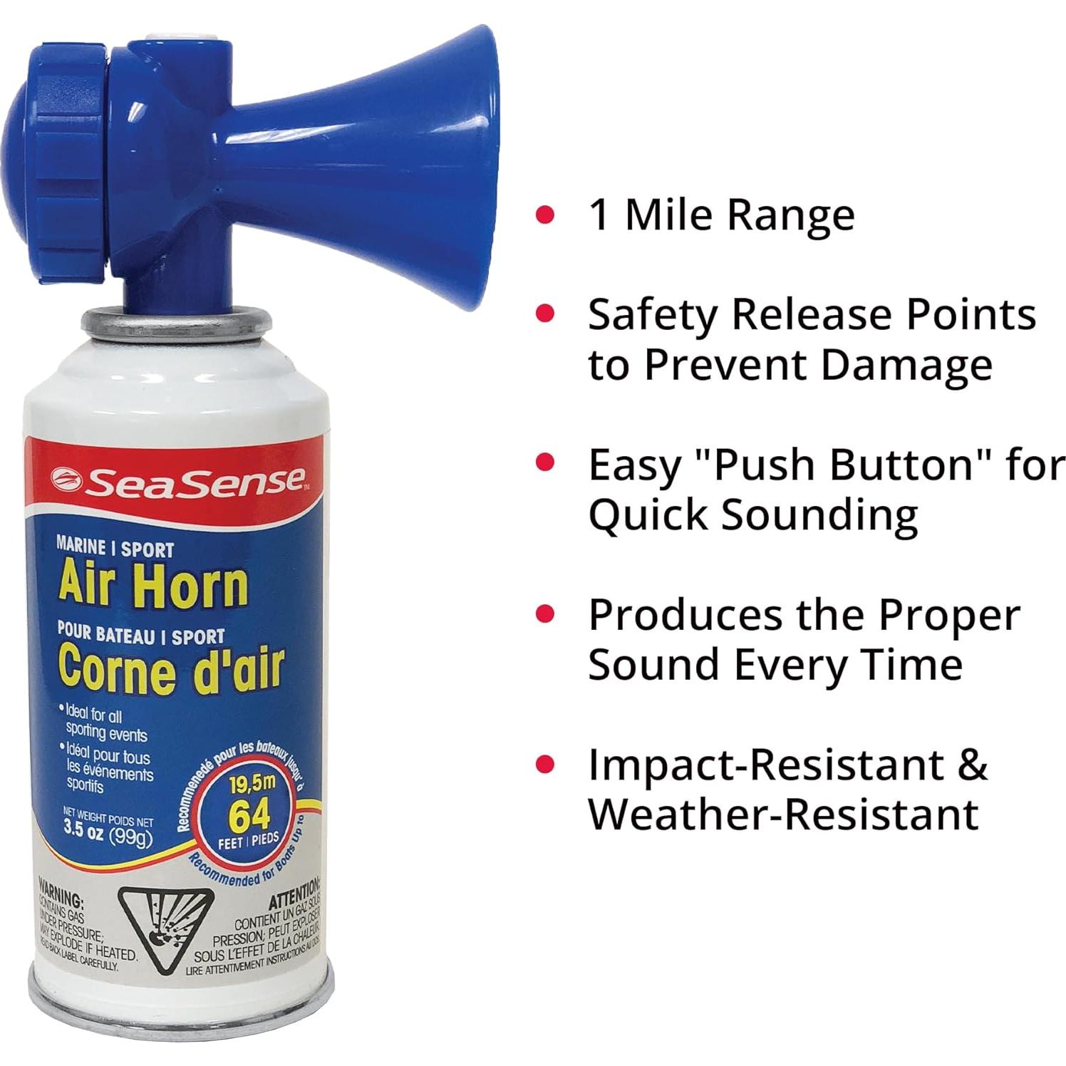 Bocina de Aire Grande SeaSense - 118 dB, 1.61 km, Seguridad