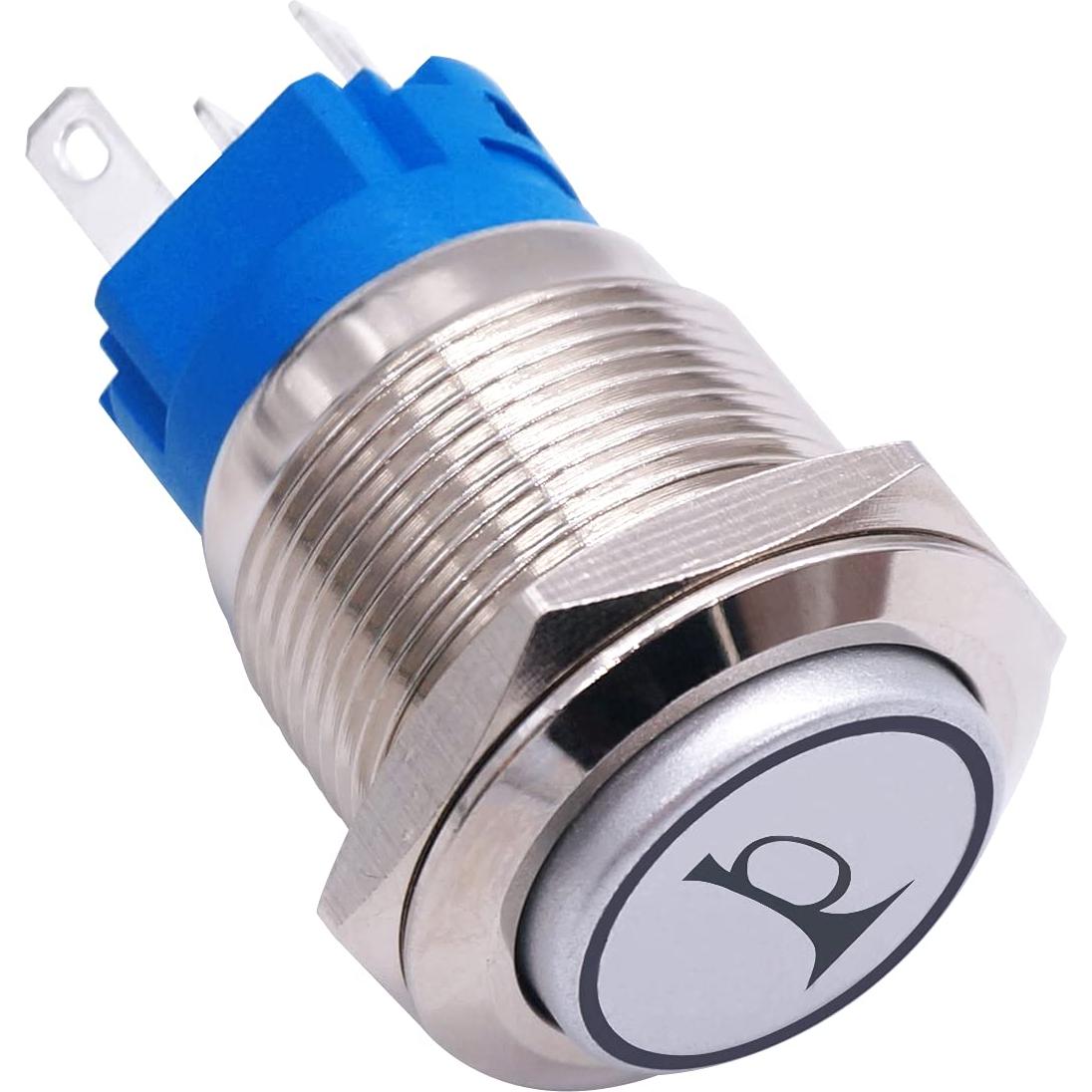 Interruptor de Botón de Cuerno 12V TWTADE 19mm LED Rojo