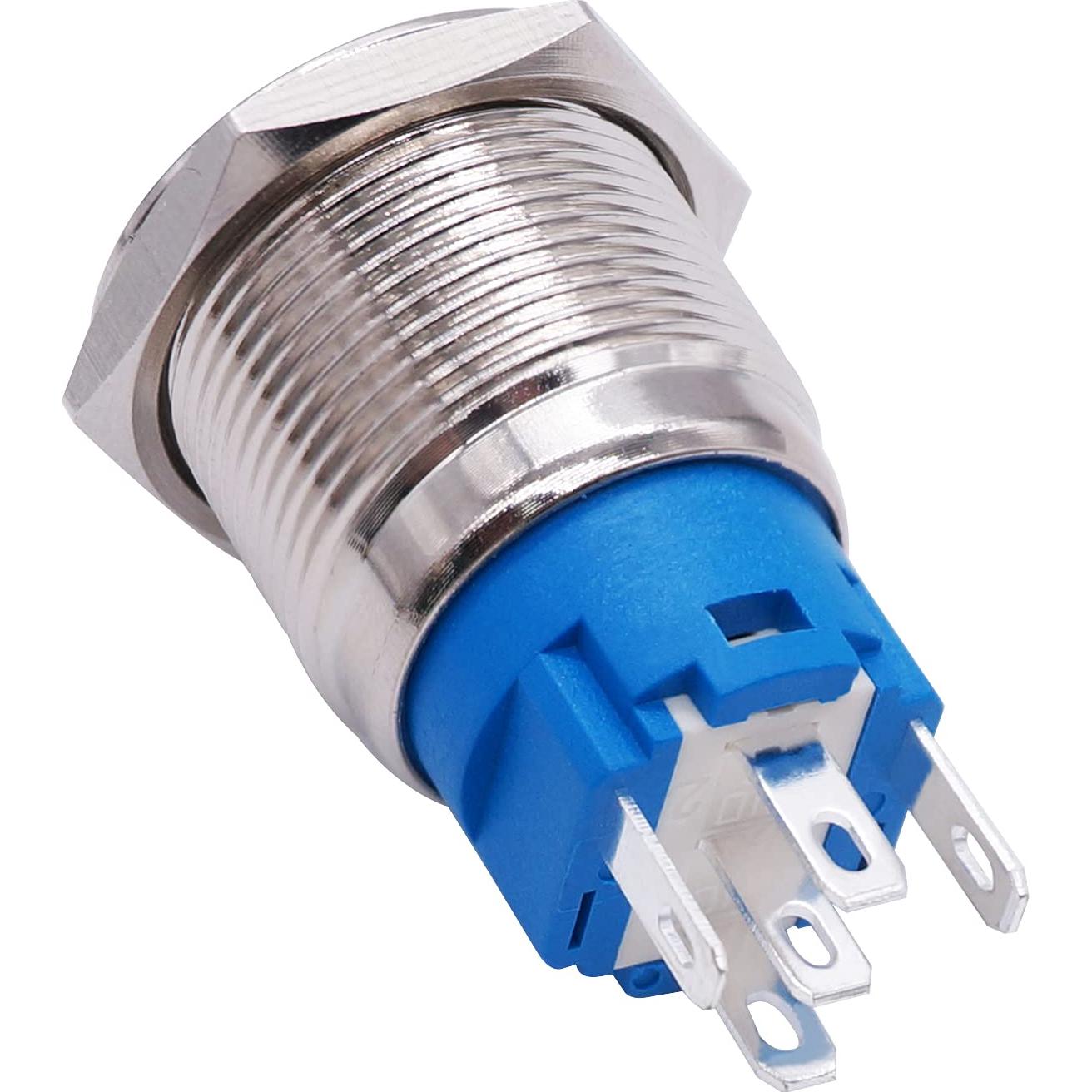 Interruptor de Botón de Cuerno 12V TWTADE 19mm LED Rojo