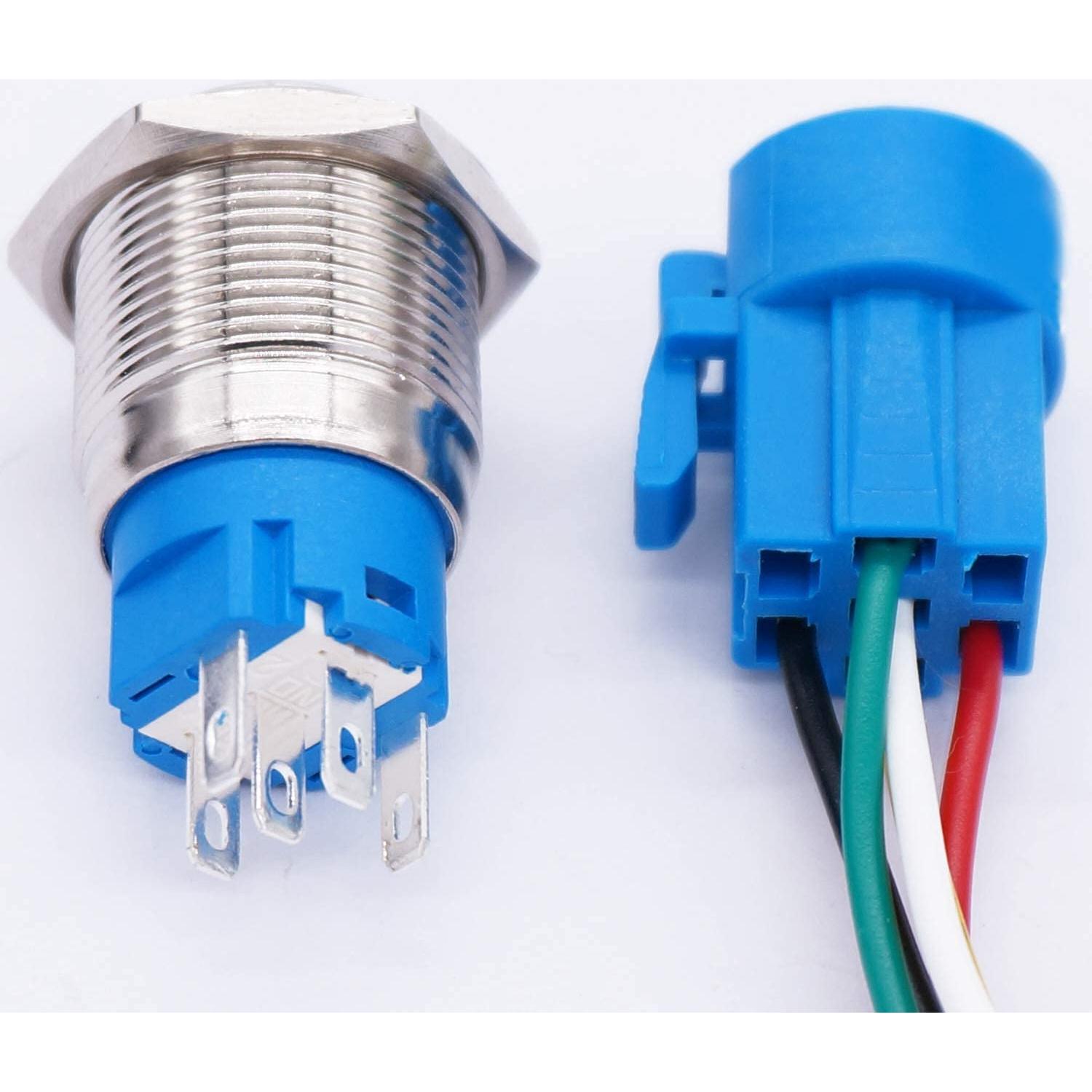 Interruptor de Botón de Cuerno 12V TWTADE 19mm LED Rojo