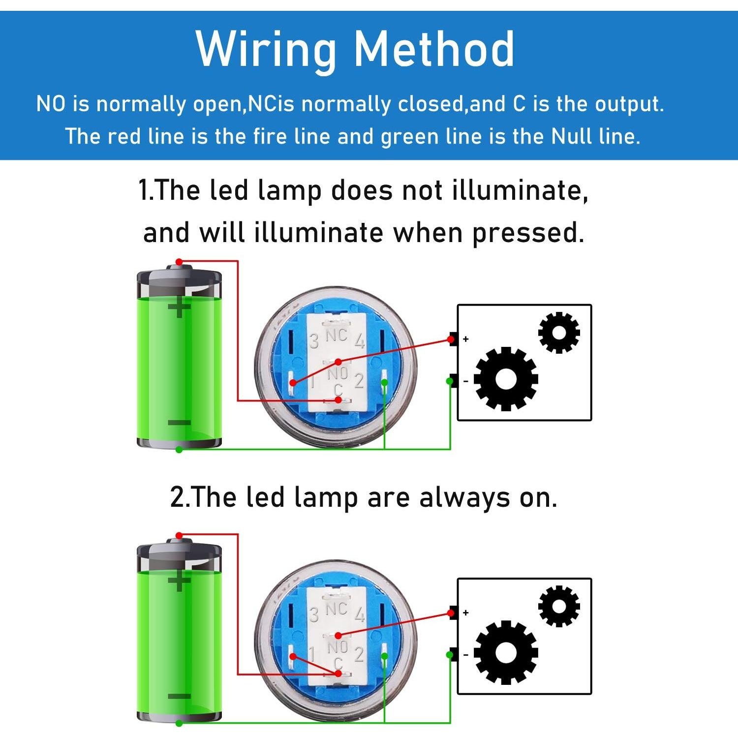 Interruptor de Botón de Cuerno 12V TWTADE 19mm LED Rojo