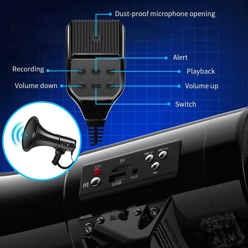 Megáfono Recargable Bluetooth XIAGDIAZ K01 50W con USB