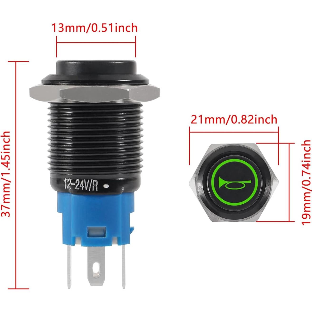 Interruptor de Botón Momentáneo 12V UMLIFE 2 Pack Verde IP65