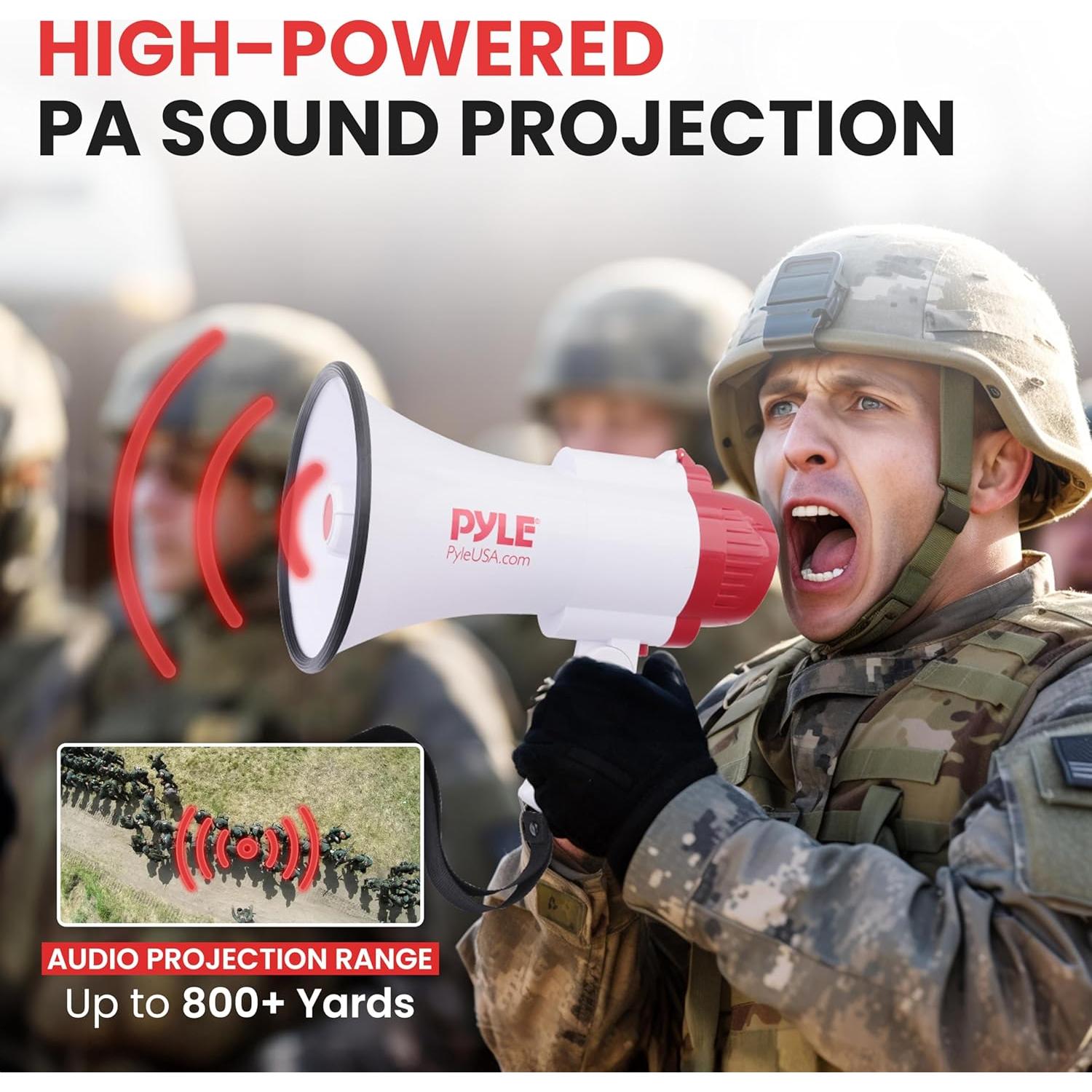 Megáfono Pyle PMP35R 30W con Sirena y Grabadora de Voz