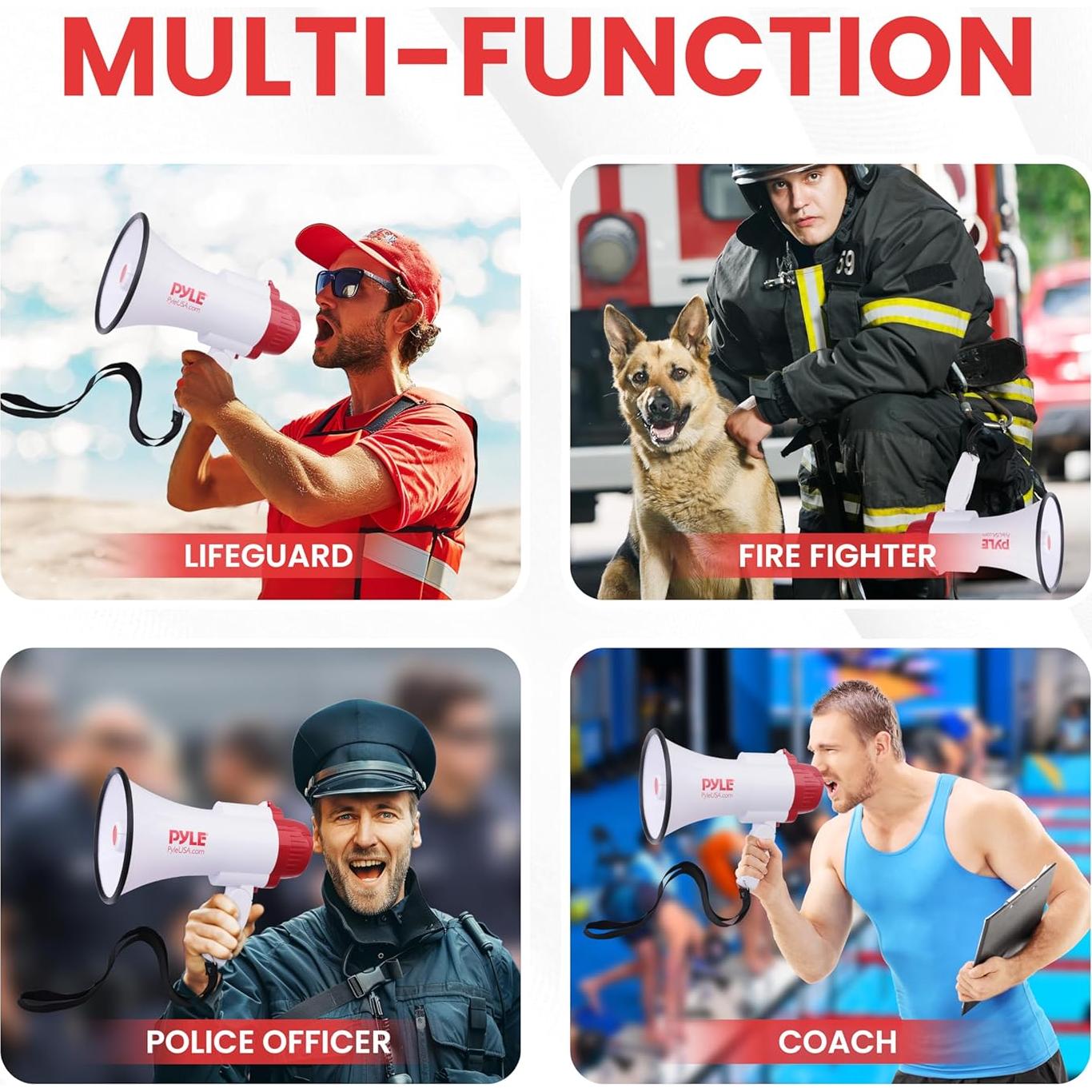 Megáfono Pyle PMP35R 30W con Sirena y Grabadora de Voz