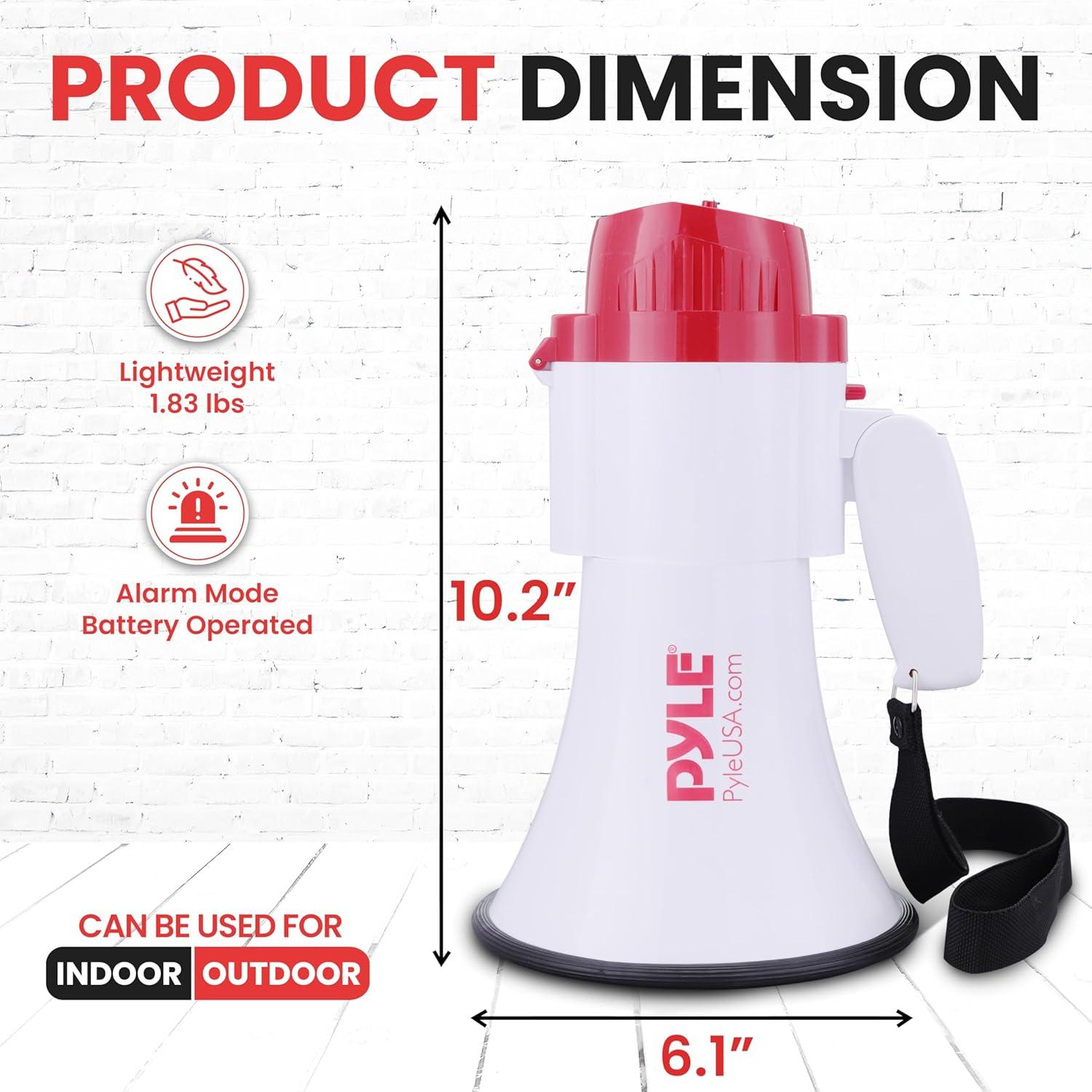 Megáfono Pyle PMP35R 30W con Sirena y Grabadora de Voz