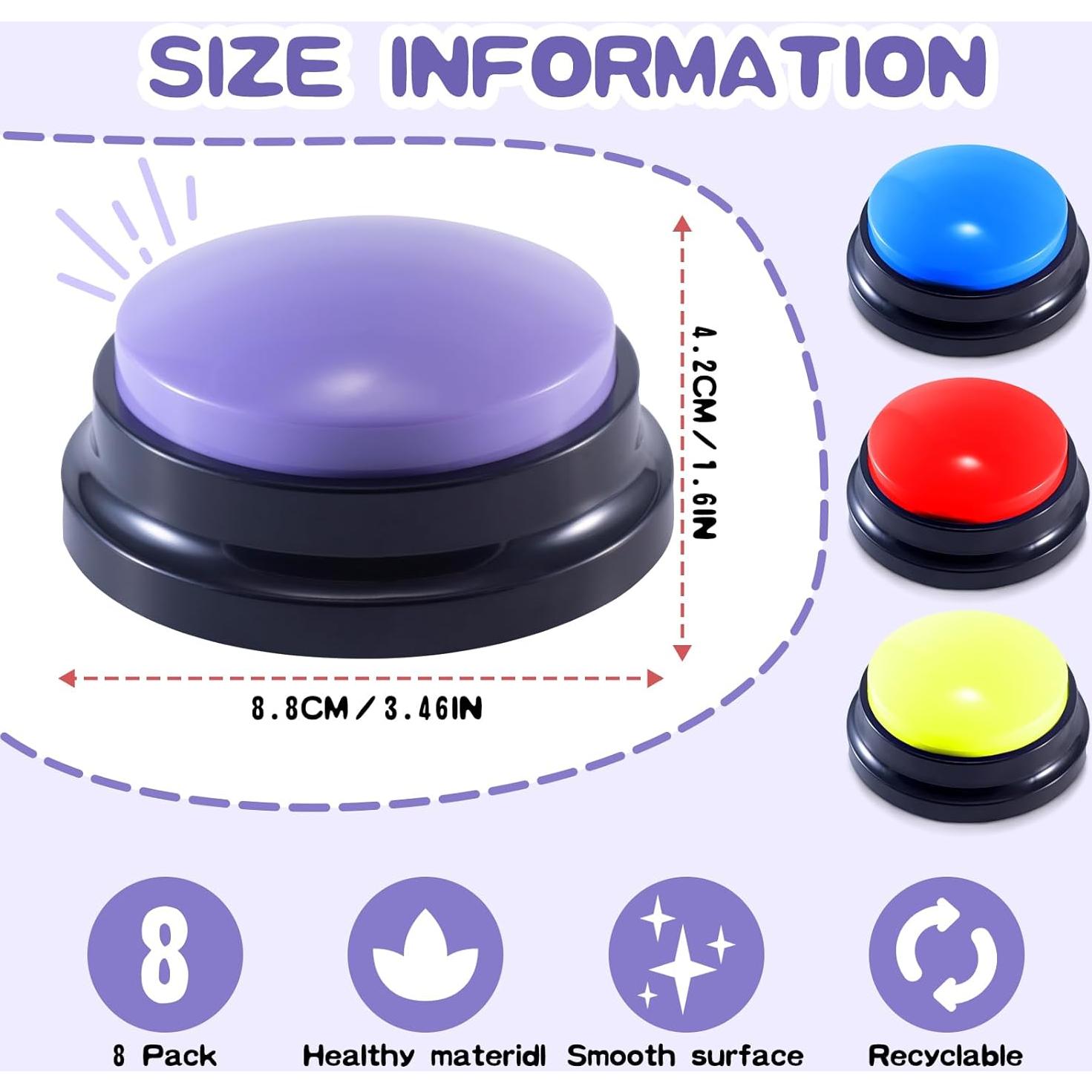 8 Botones de Grabación de Voz PQJSJDR para Juegos y Mascotas