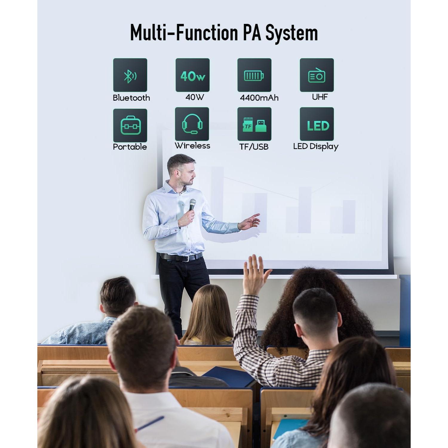 Amplificador de Voz Inalámbrico SHIDU S95 40W con Micrófono