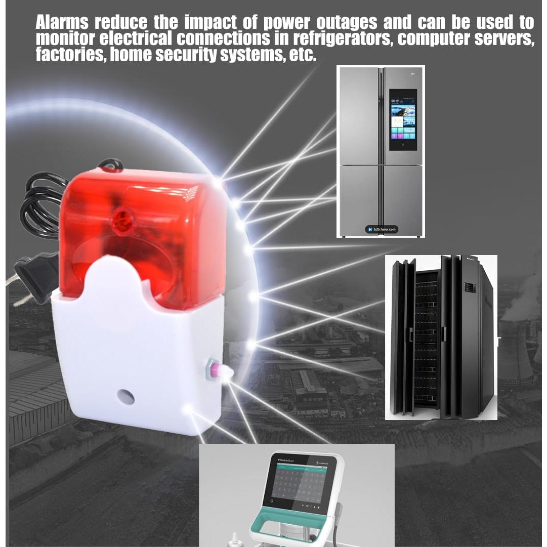 Alarma de Corte de Energía Lelukee 120Db Ajustable con Luz