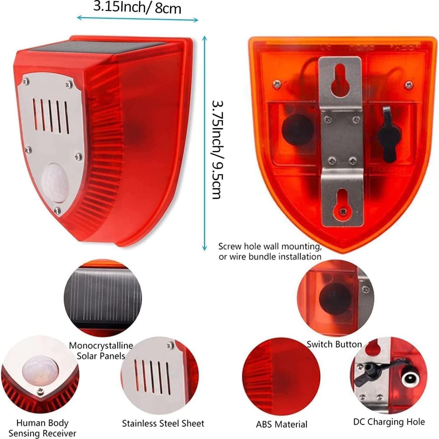 Luz de Alarma Solar con Sensor de Movimiento WONFAST 129dB
