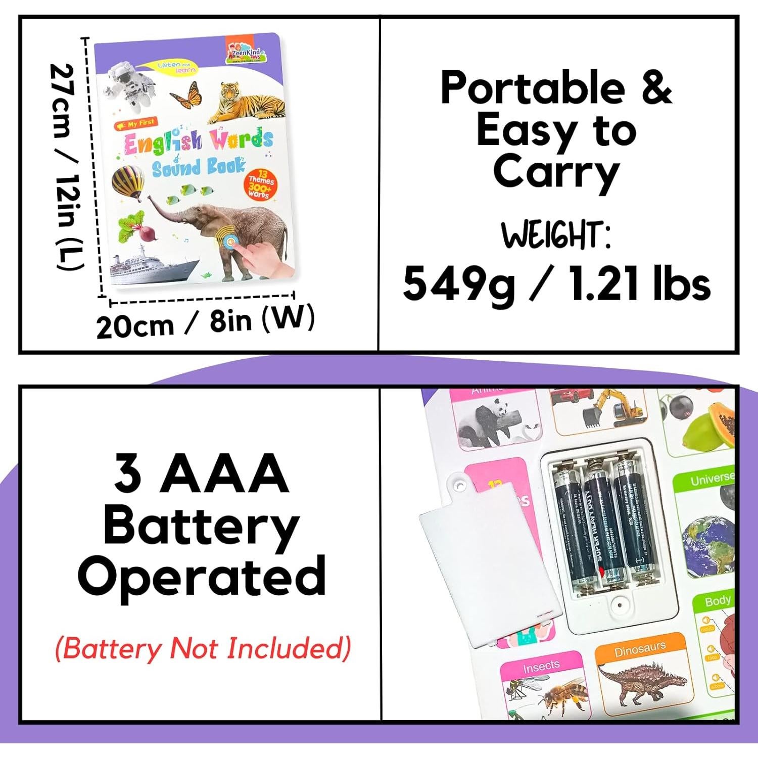 Libro Electrónico de Aprendizaje de Inglés ZeenKind 300+ Palabras