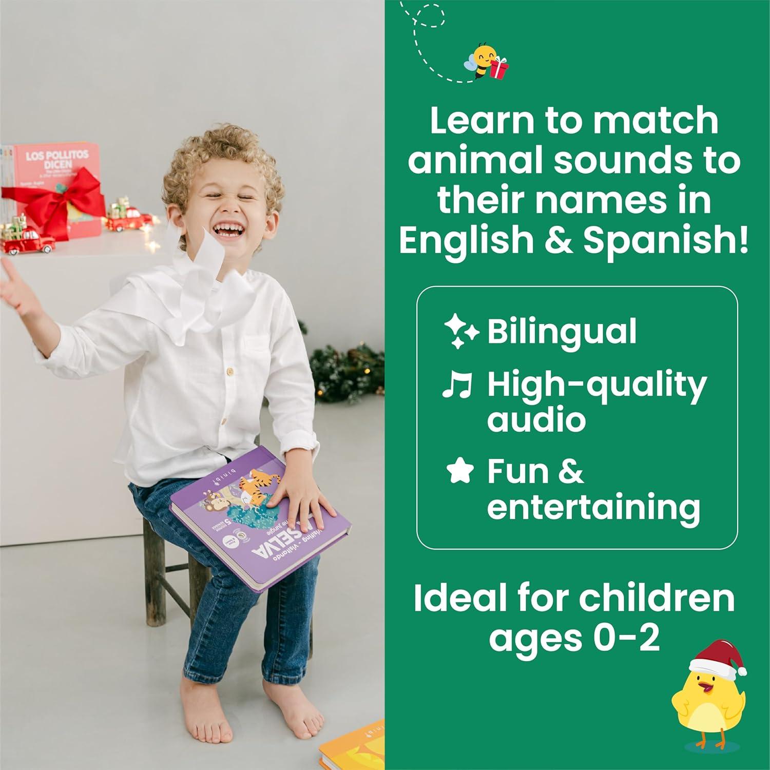 Libro Sonoro Bilingüe La Selva Binibi para Bebés 1-3 Años