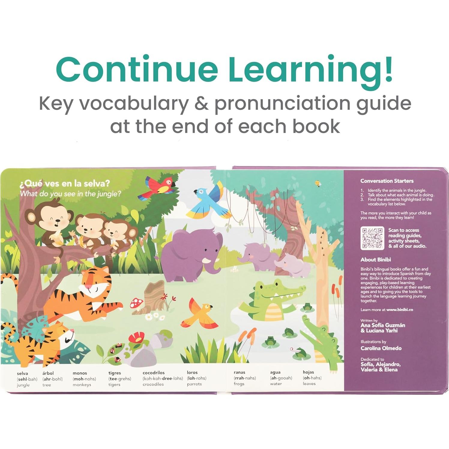 Libro Sonoro Bilingüe La Selva Binibi para Bebés 1-3 Años