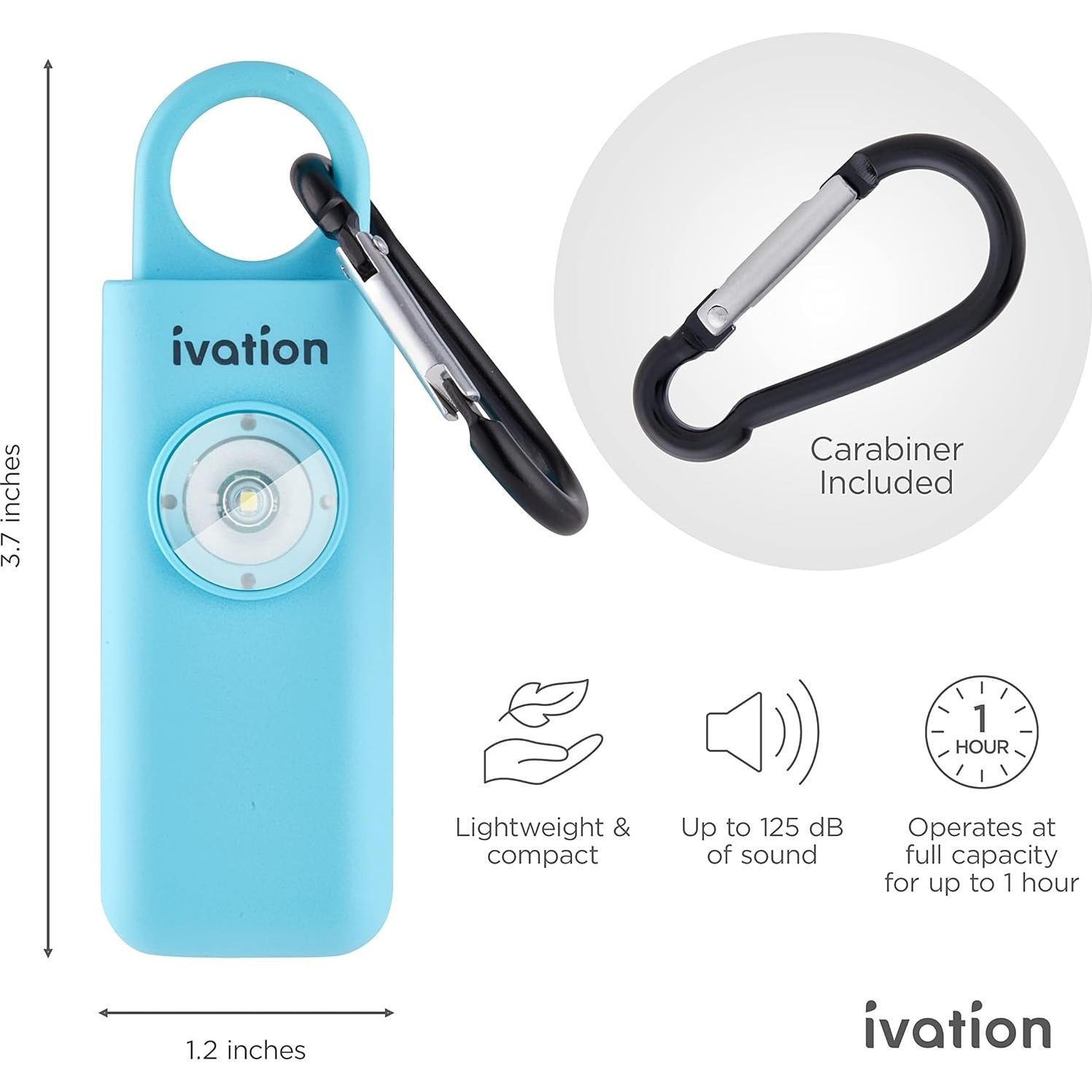 Llave de Alarma SOS Ivation | Sirena 125 dB y Luz LED Estroboscópica