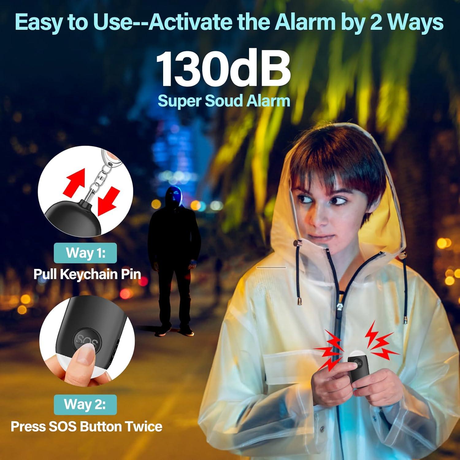 Alarma de Seguridad Personal Hion 130dB con Linterna LED