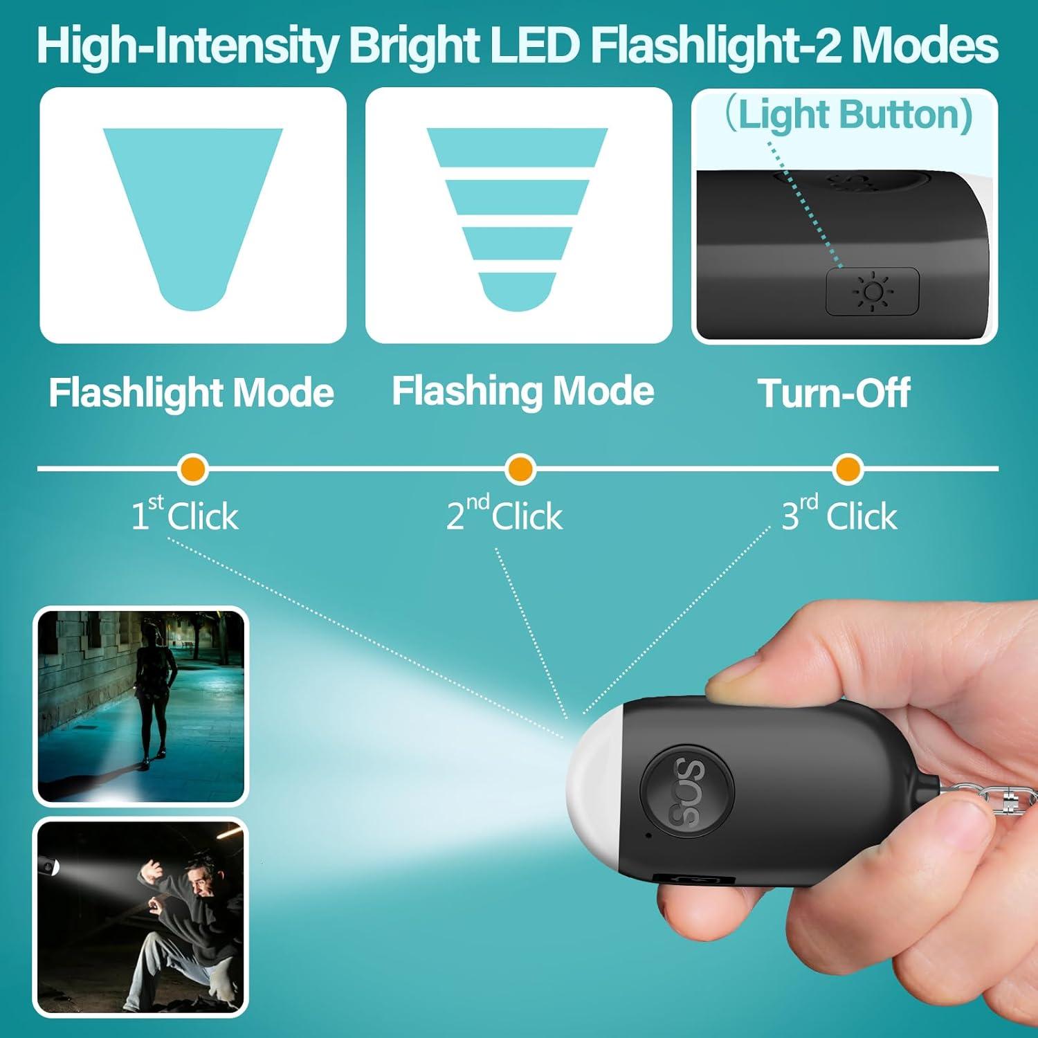 Alarma de Seguridad Personal Hion 130dB con Linterna LED