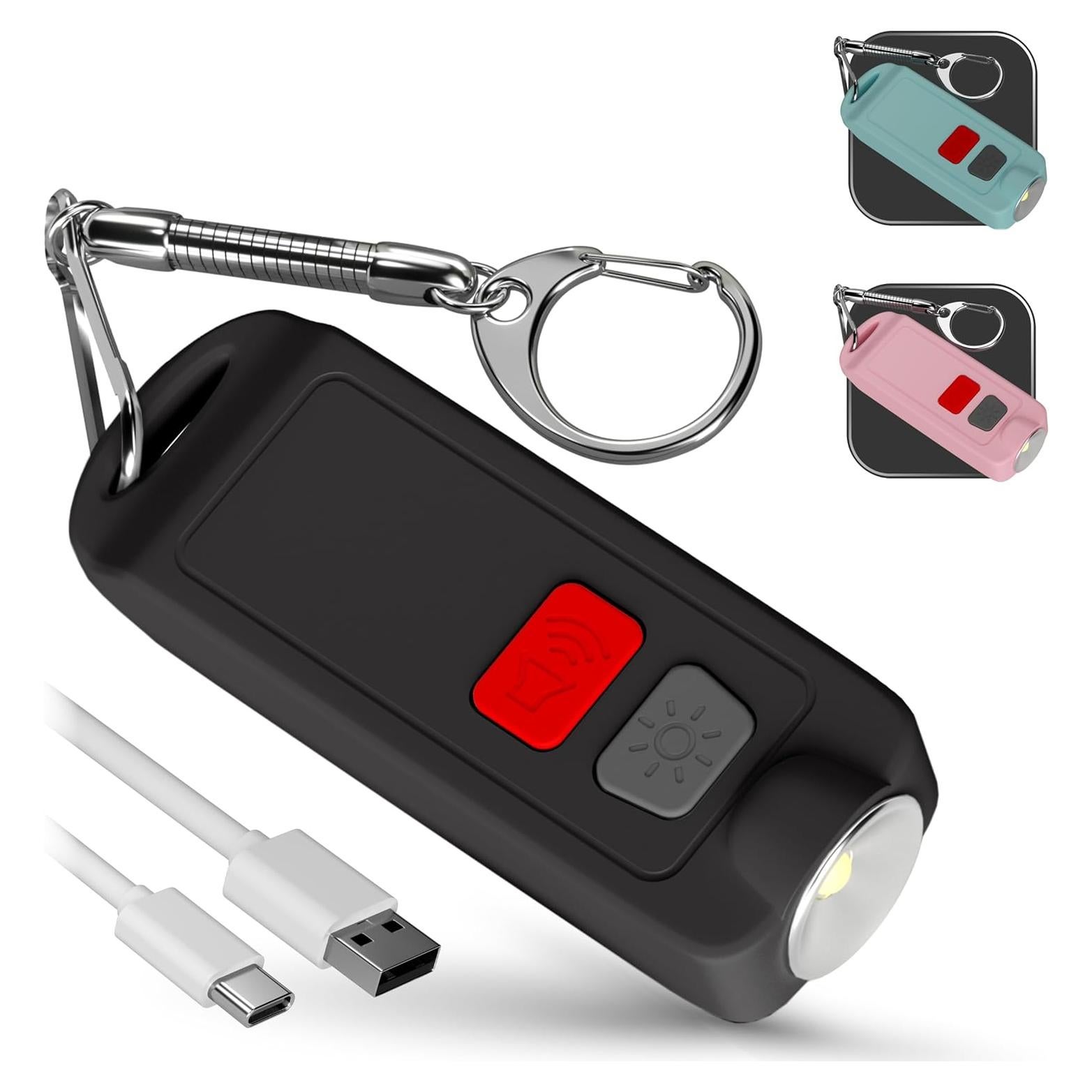 Alarma Personal WETEN 130dB Recargable USB Impermeable Negro