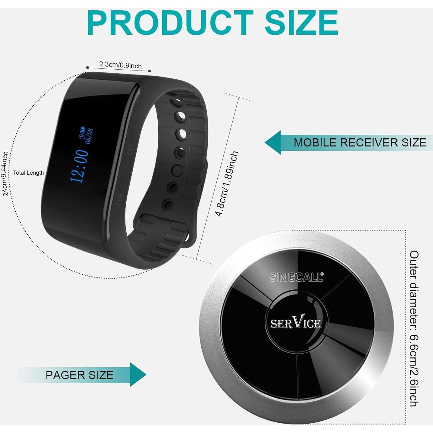 Sistema de Llamadas Inalámbrico SINGCALL 1 Receptor + 5 Pagers