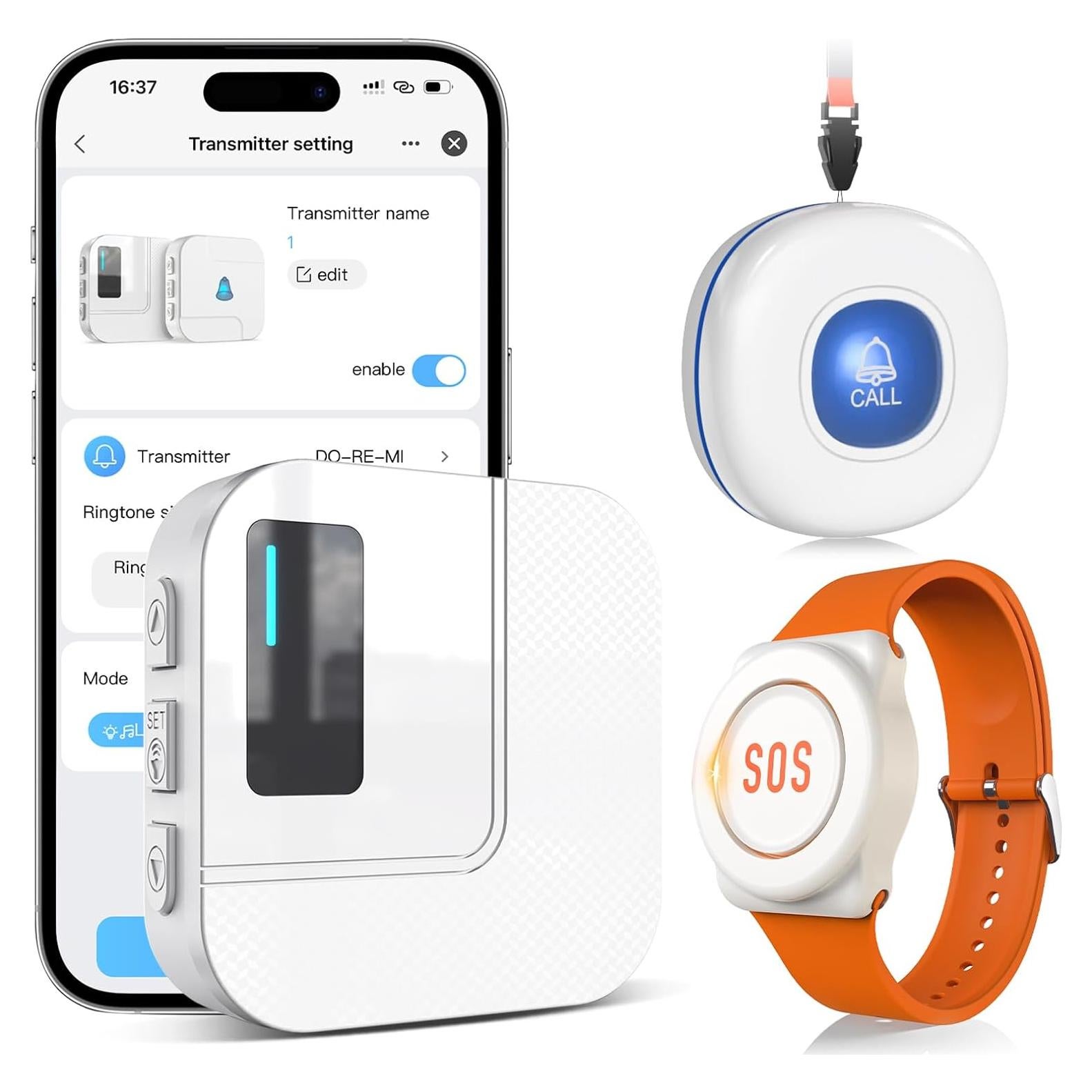 Botón de Llamada Inalámbrico CallToU TY01WH para Ancianos