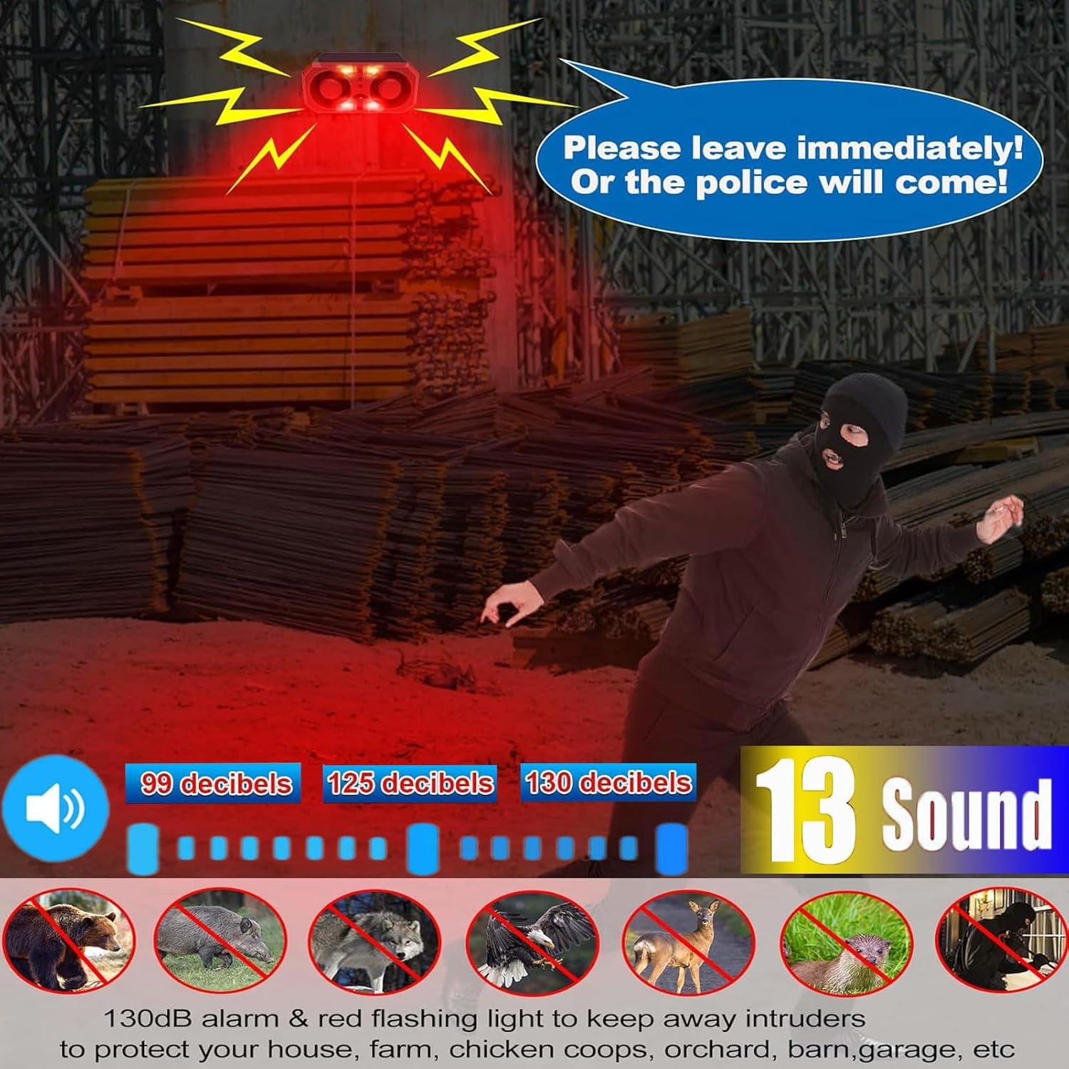 Alarma de Movimiento Solar WONFAST 130db con Luz Estroboscópica